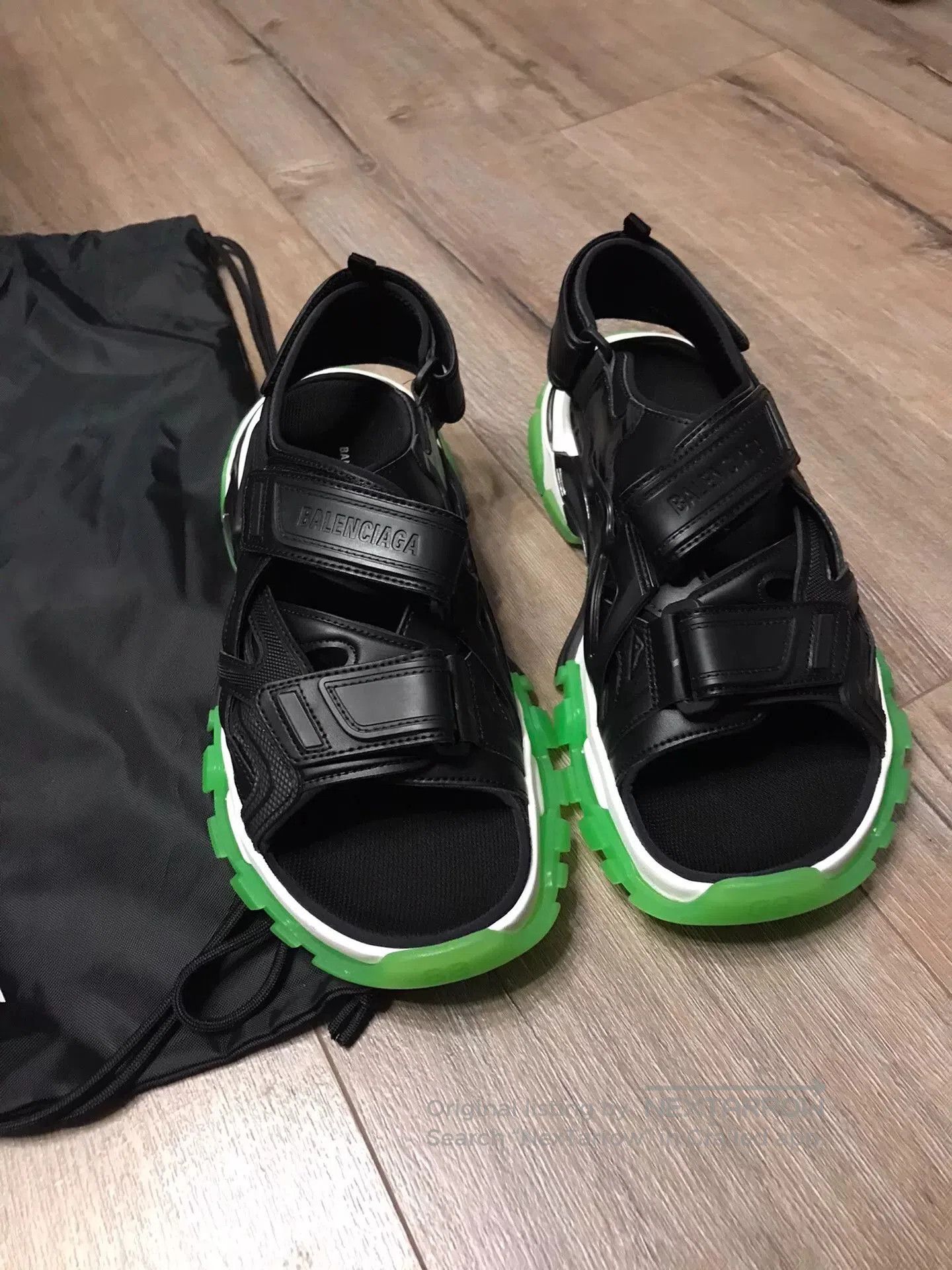 Balenciaga Balenciaga Black Green Sole Sandals. Size US 9 / EU 42 - 1 Thumbnail