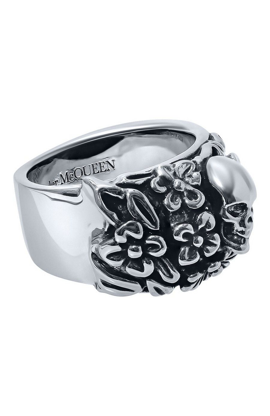 Alexander McQueen ALEXANDER MCQUEEN silver tone metal Floral Skull ring 9 19 q Size ONE SIZE - 1 Thumbnail