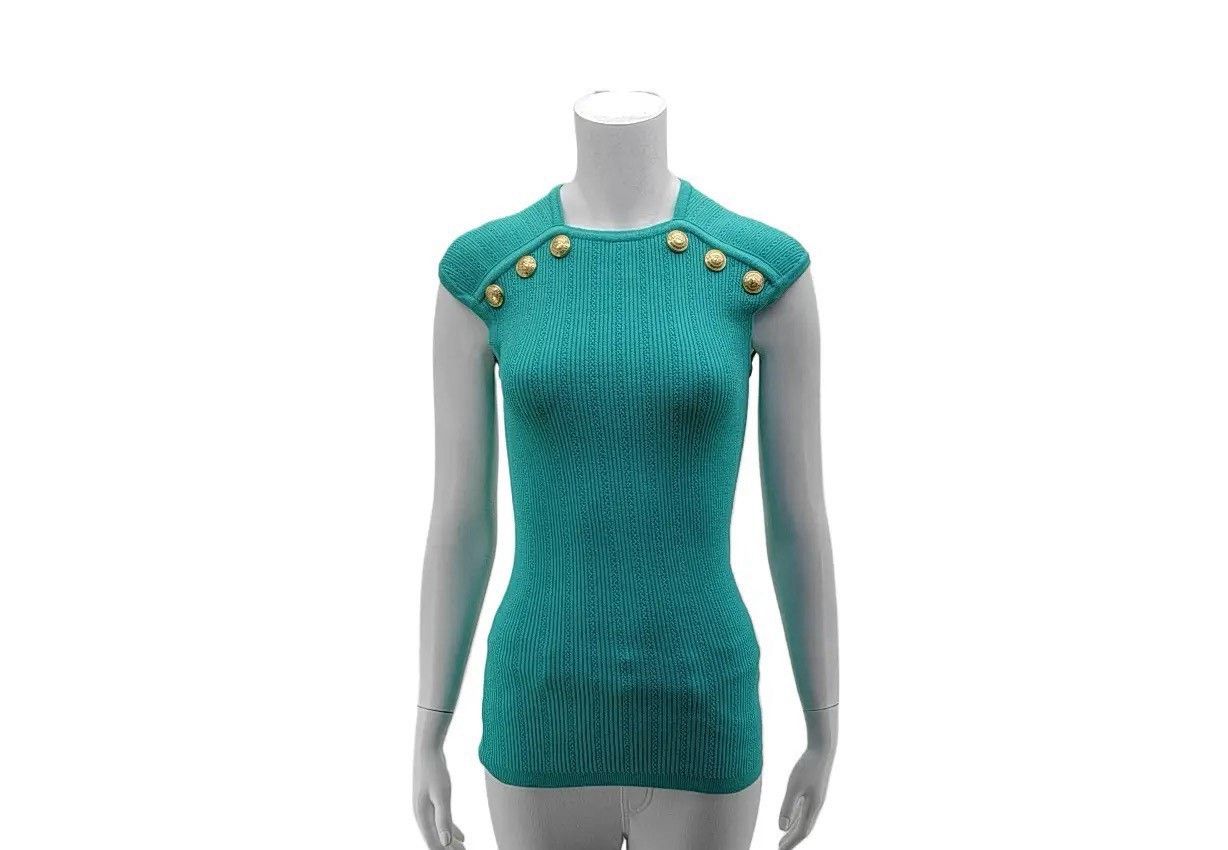 Balmain Balmain Sleeveless Green Knit Vest Size S / US 4 / IT 40 - 1 Thumbnail
