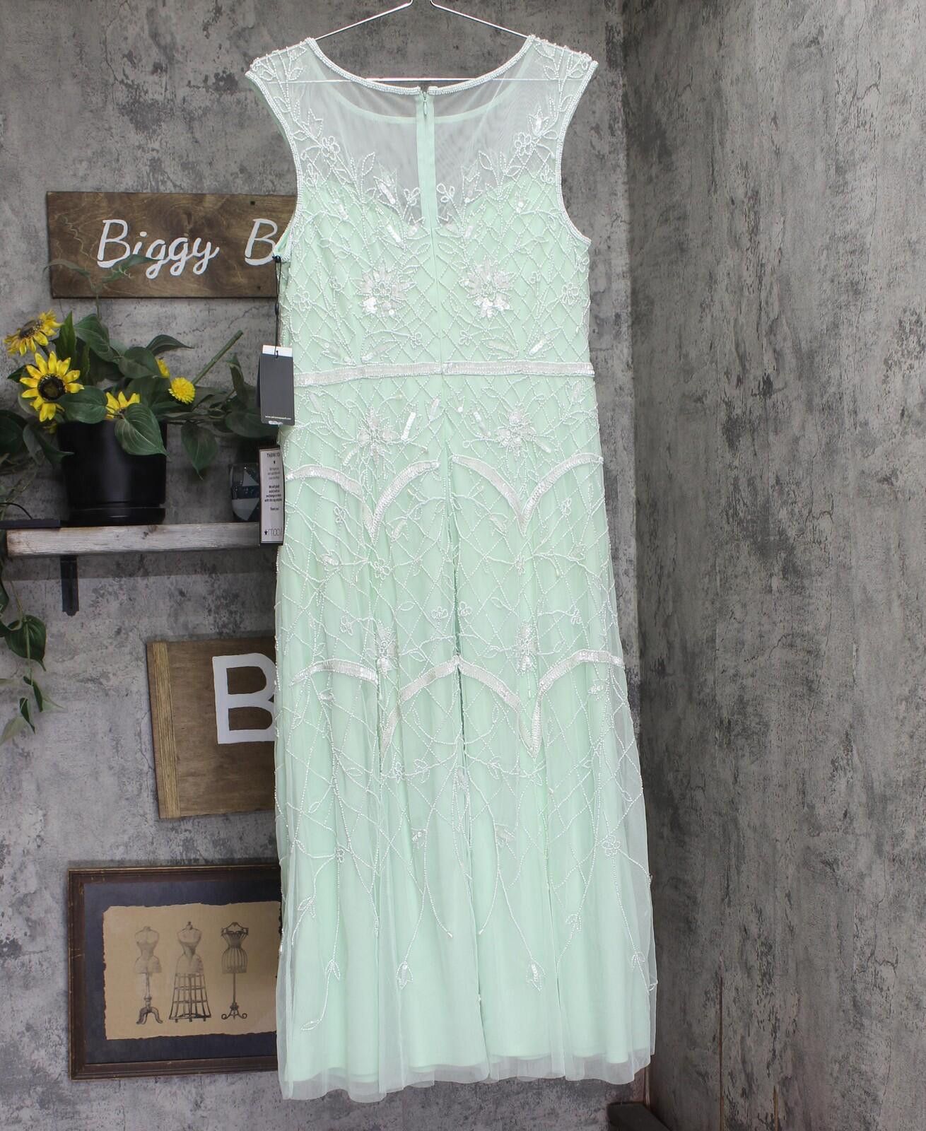 Other Adrianna Papell Midi Dress Gown Aloe Mist Green / Ivory 14 Size XL / US 12-14 / IT 48-50 - 2 Thumbnail