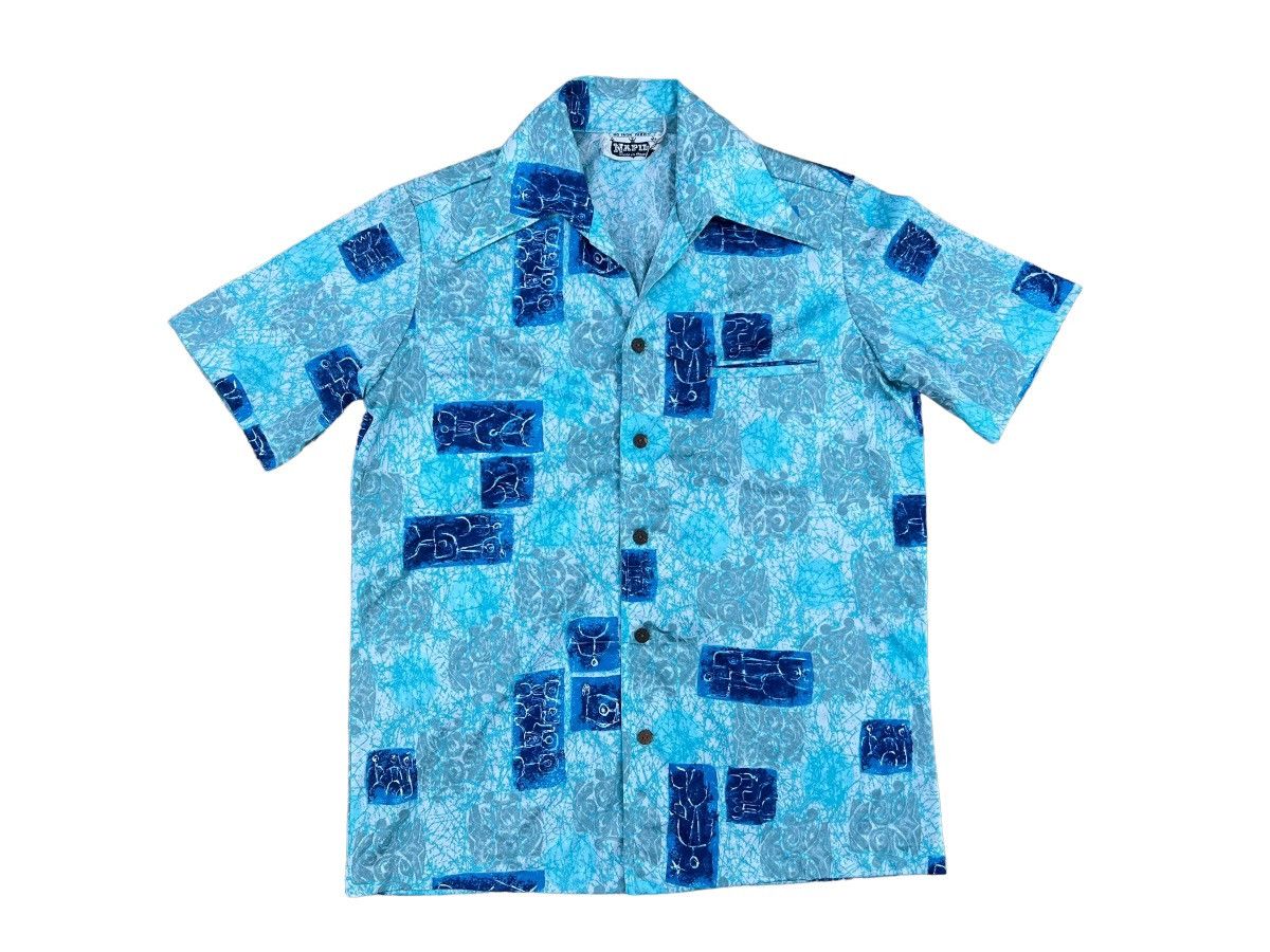 Vintage Vintage 70s NAPILI Abstract Cave Art Collar Sharp Hawaiian Size US M / EU 48-50 / 2 - 1 Thumbnail