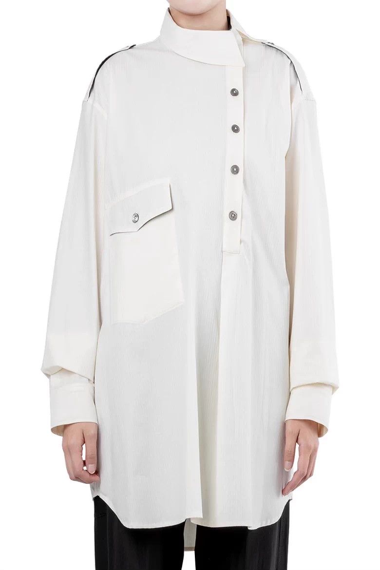Ann Demeulemeester Ann Demeulemeester Asymmetric White Shirt - dmc Size US M / EU 48-50 / 2 - 1 Thumbnail