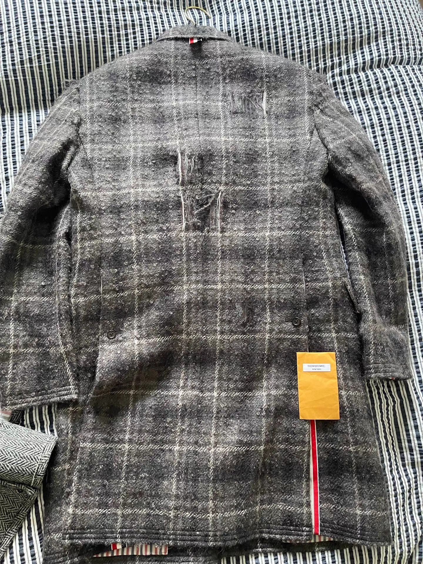 Thom Browne Gray Plaid Frayed Detail Long Coat - M Size US M / EU 48-50 / 2 - 4 Thumbnail