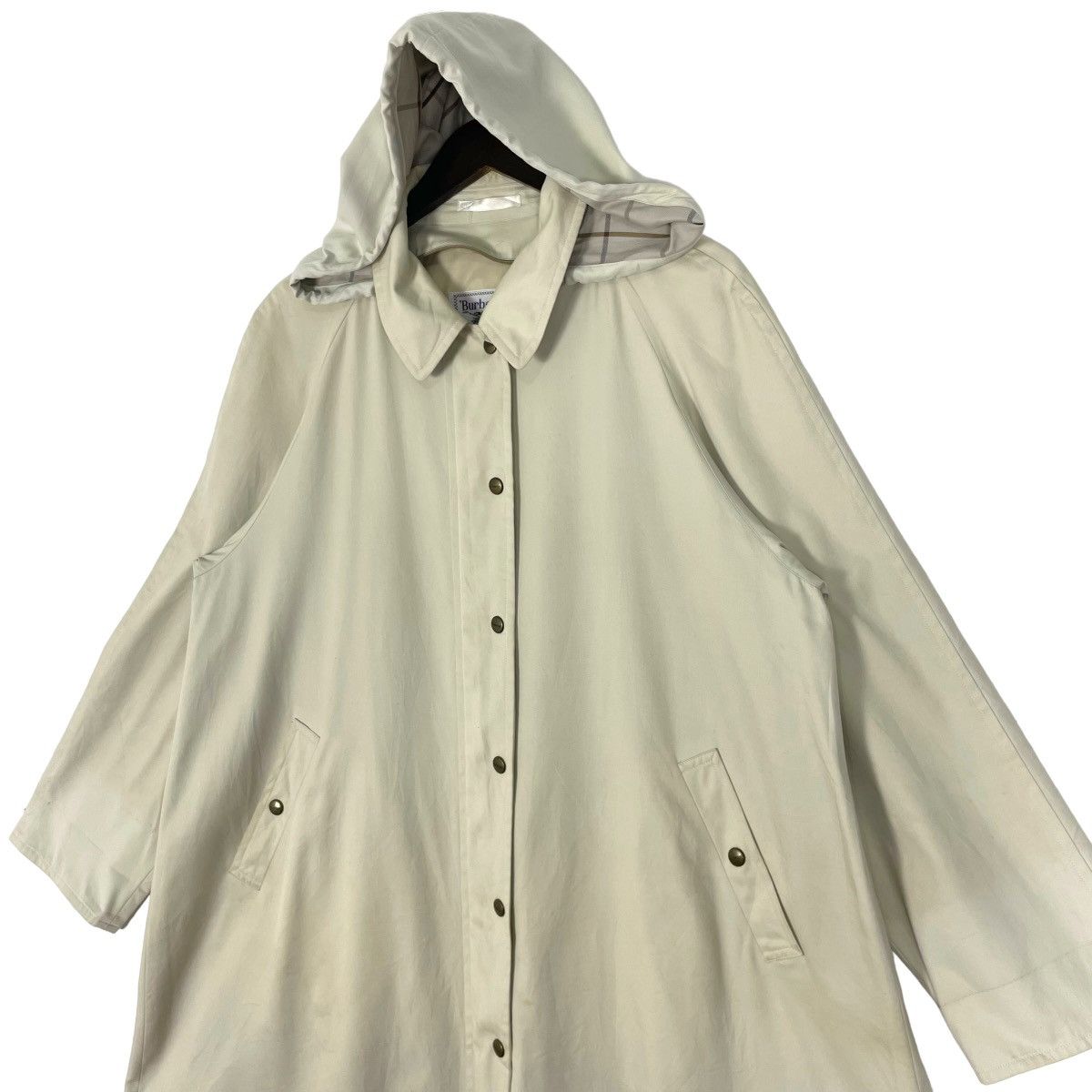 Burberry Vintage 90s Burberrys Trench Coat Hoodie Button Up Jacket Size US L / EU 52-54 / 3 - 6 Thumbnail