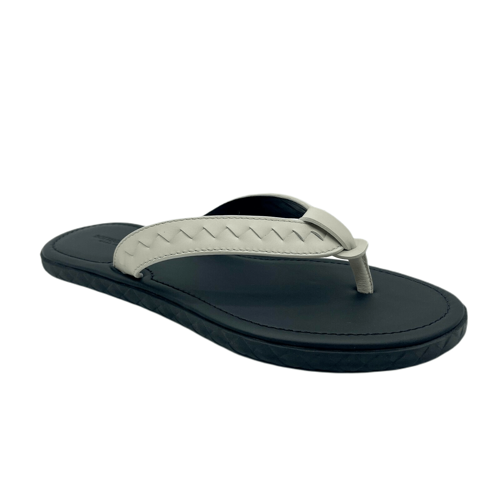 Bottega Veneta Men's White/Black Leather Thong Sandal 40/US 7 Size US 7 / EU 40 - 1 Thumbnail