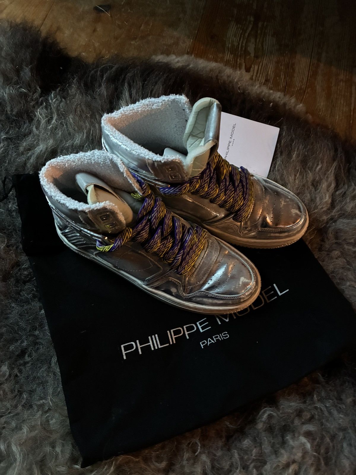 Philippe Model Philippe Model Paris Le Grande Silver Lace-Up Sneakers Size US 8 / IT 38 - 1 Thumbnail
