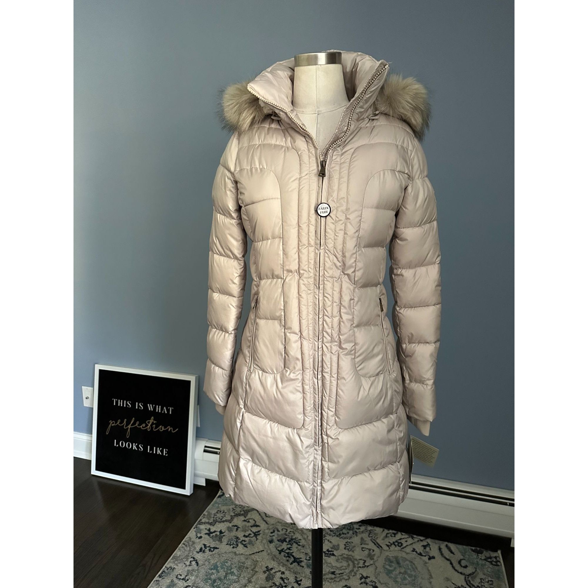 Other NWT Larry Levine Quilted Puffer Down Coat with Sherpa Lining Size XS / US 0-2 / IT 36-38 - 5 Thumbnail