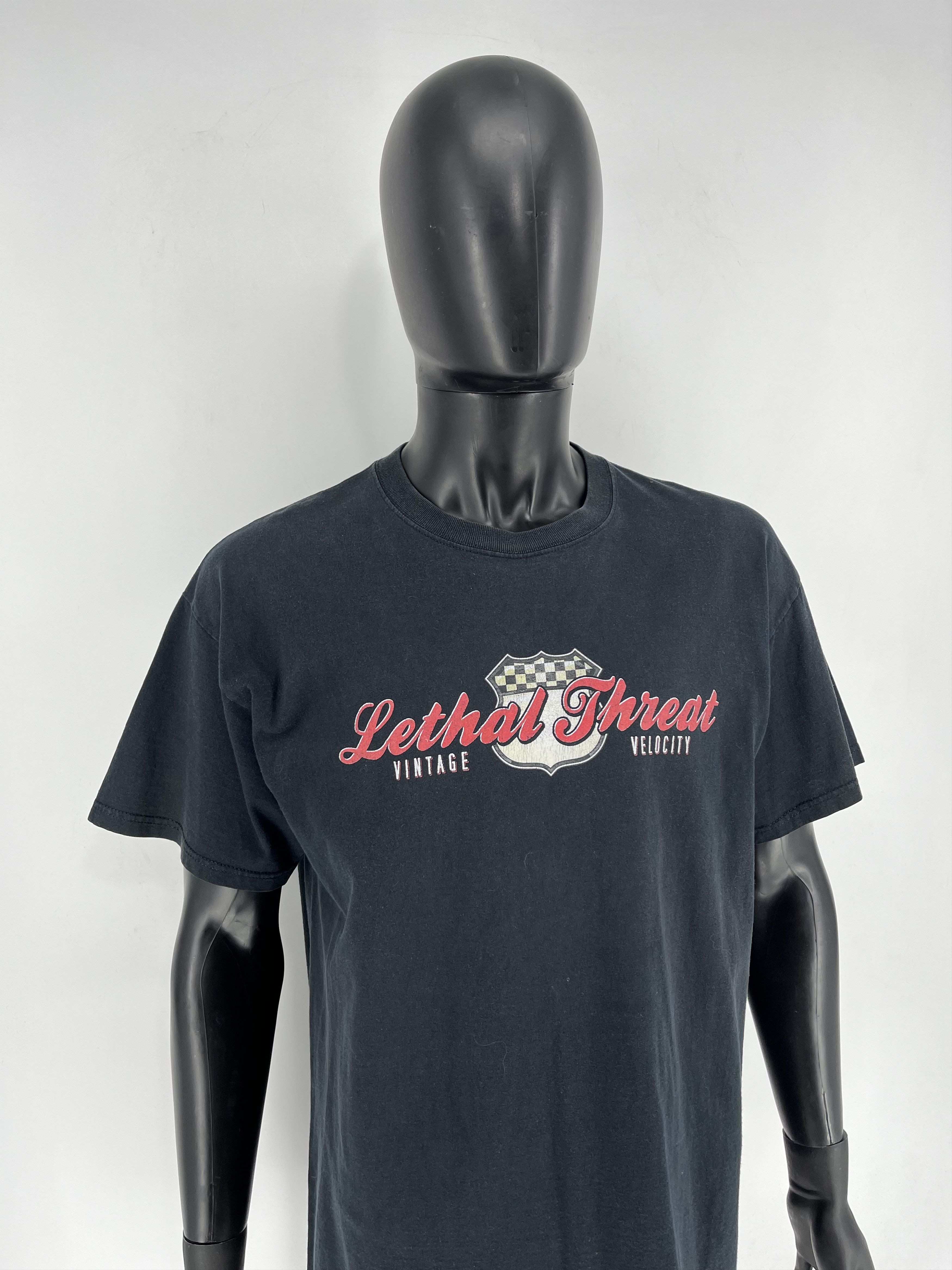 Vintage Vintage Lethal Threat Biker Shirt Black Y2K Faded Soft Tails Size US XL / EU 56 / 4 - 4 Thumbnail