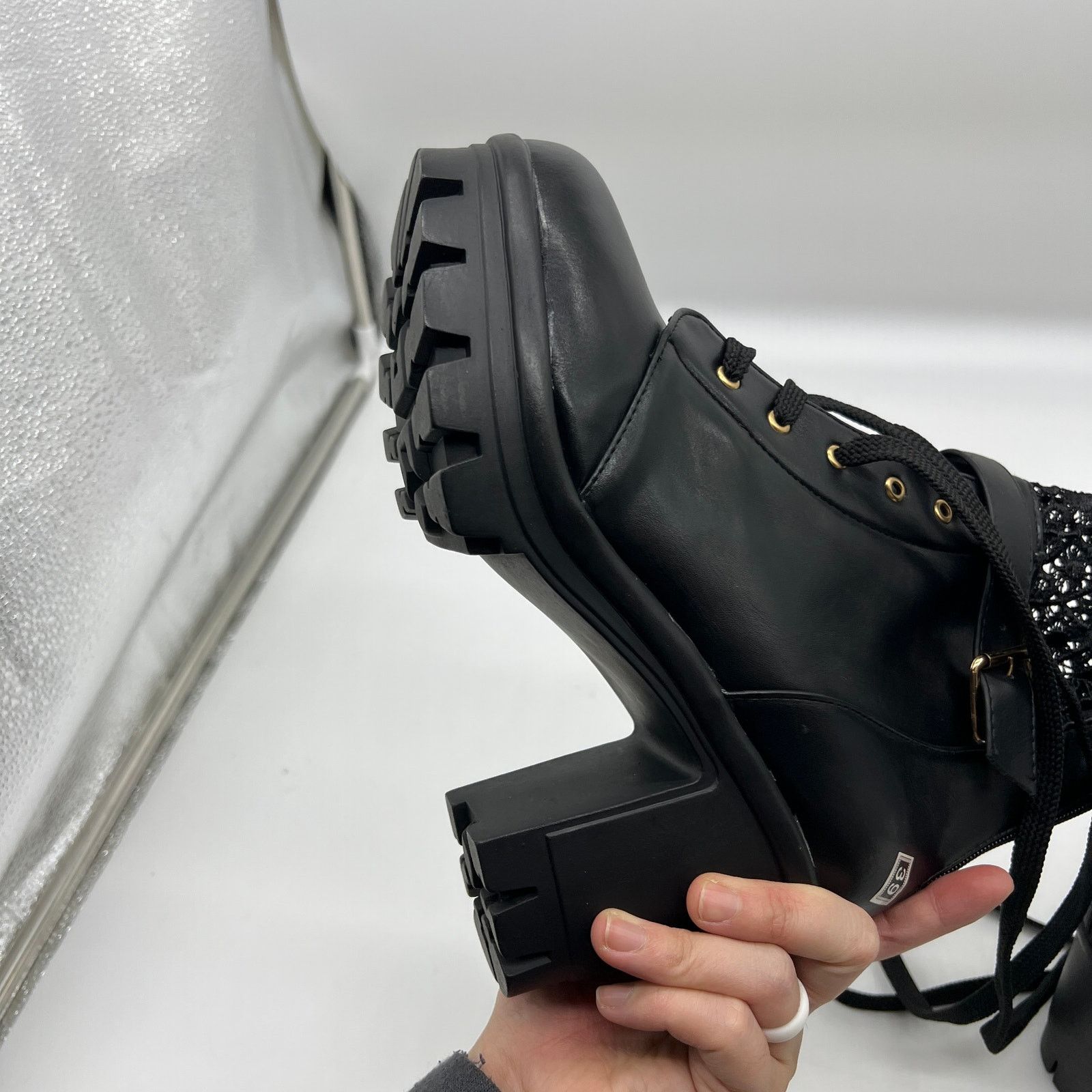 Other Women's Lace up Belt Buckle Boot Chunky Block High Size US 8 / IT 38 - 10 Thumbnail