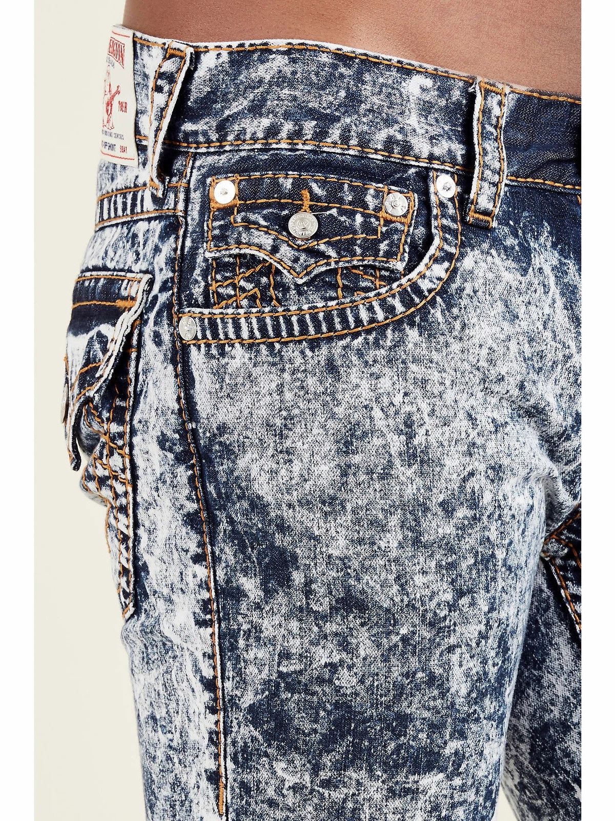 True Religion TRUE RELIGION STRAIGHT FLAP Jean SHORTS MNR859SM6 Acid Wash Size US 29 - 5 Thumbnail