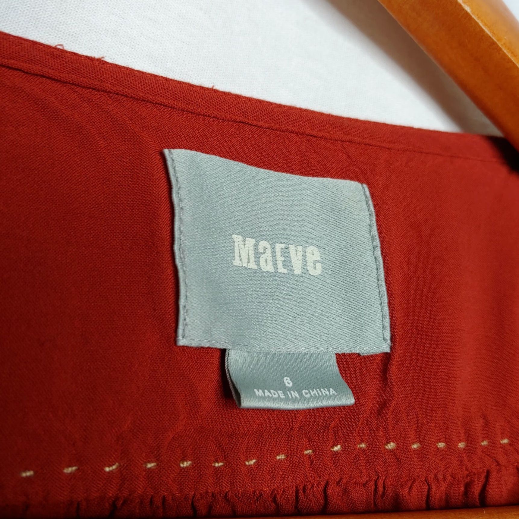 Vintage Maeve Blouse Women 6 Embroidered Button Rust Orange Half Sleeve Scoop Neck Casual Vintage No (adjust as needed to fit allowed) Size M / US 6-8 / IT 42-44 - 7 Thumbnail
