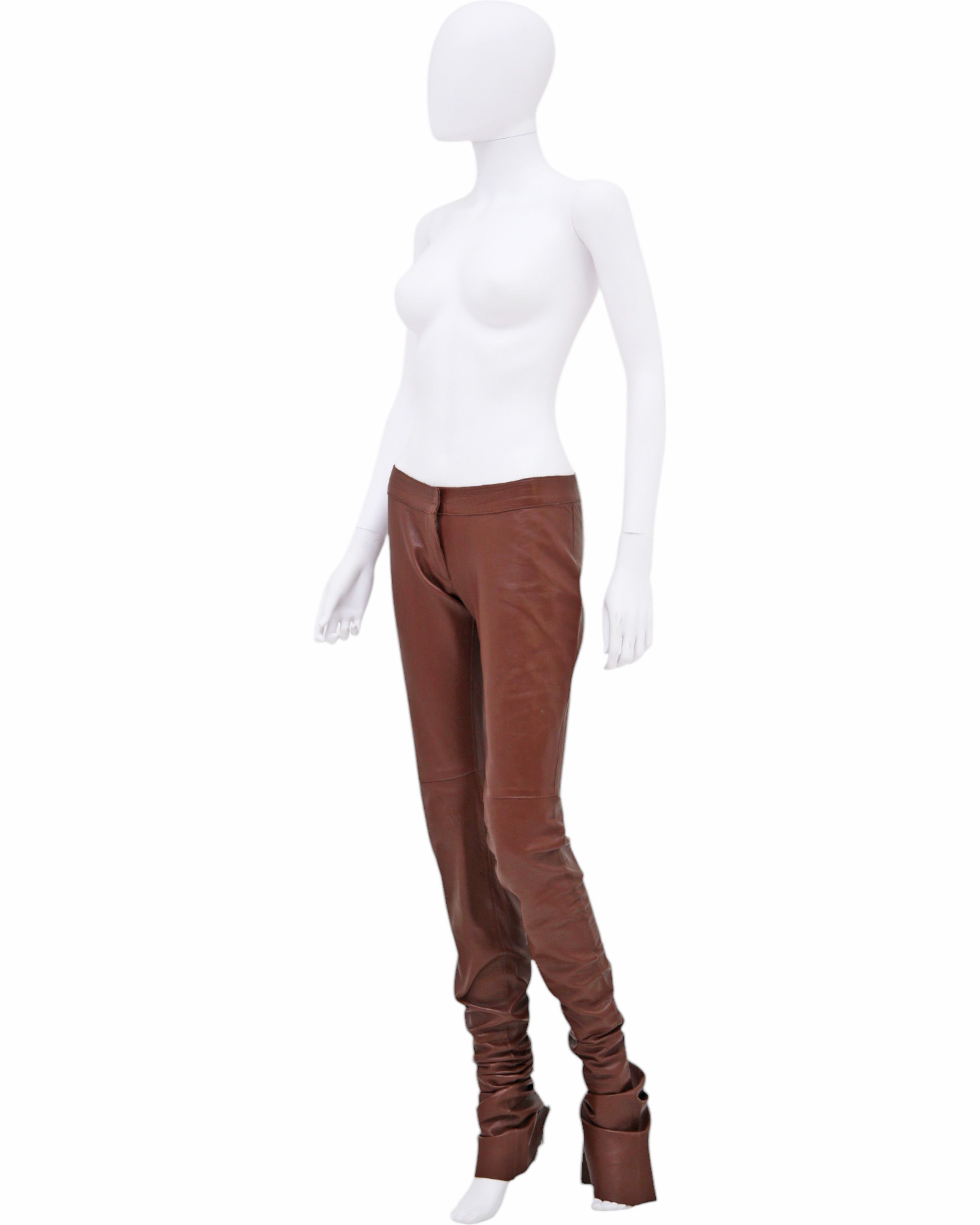 Dolce & Gabbana F/W 2001 Brown Lambskin Leather Bootcut Pants Size 27" / US 4 / IT 40 - 5 Thumbnail