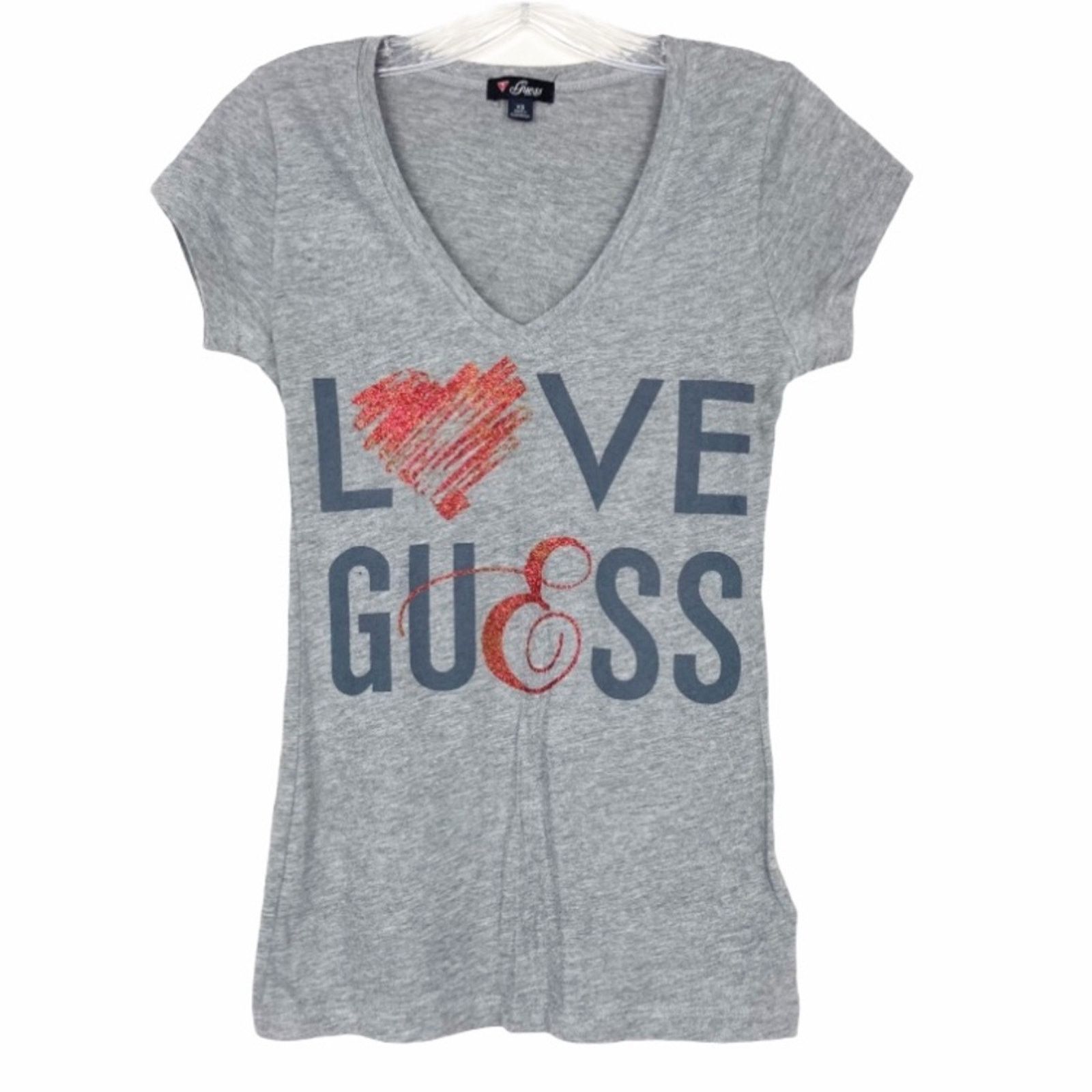 Guess Guess Love Gray Spell Out Short Sleeve T Shirt Sz XS Size XS / US 0-2 / IT 36-38 - 5 Thumbnail