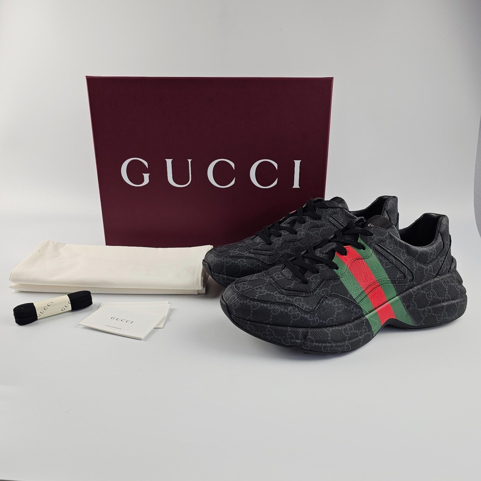 Gucci GUCCI Rython Men's Black GG Canvas Sneakers New And Authenti Size US 8 / EU 41 - 2 Thumbnail