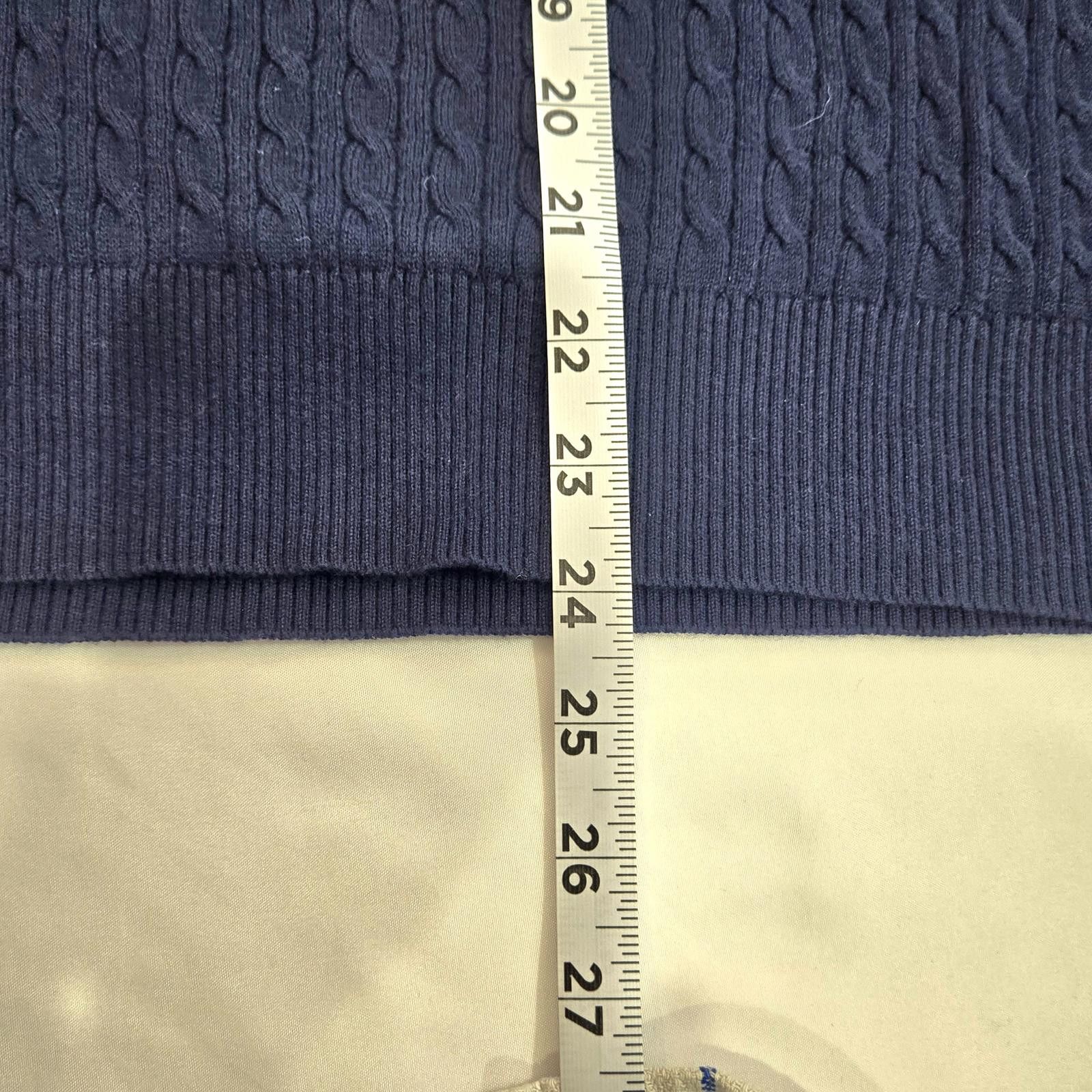 Tommy Hilfiger Tommy Hilfiger Navy V-Neck Cable Knit Sweater Womens M Pima Size M / US 6-8 / IT 42-44 - 5 Thumbnail