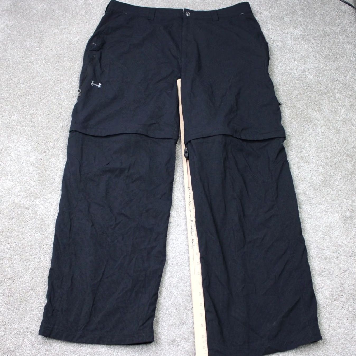 Under Armour Under Armour Pants Mens 40x32 Black Convertible Zip Off Nylon Stretch Activewear Regular Fit Straight Ankle - Gym & Training Mens Black 40x32 Size US 40 / EU 56 - 2 Thumbnail
