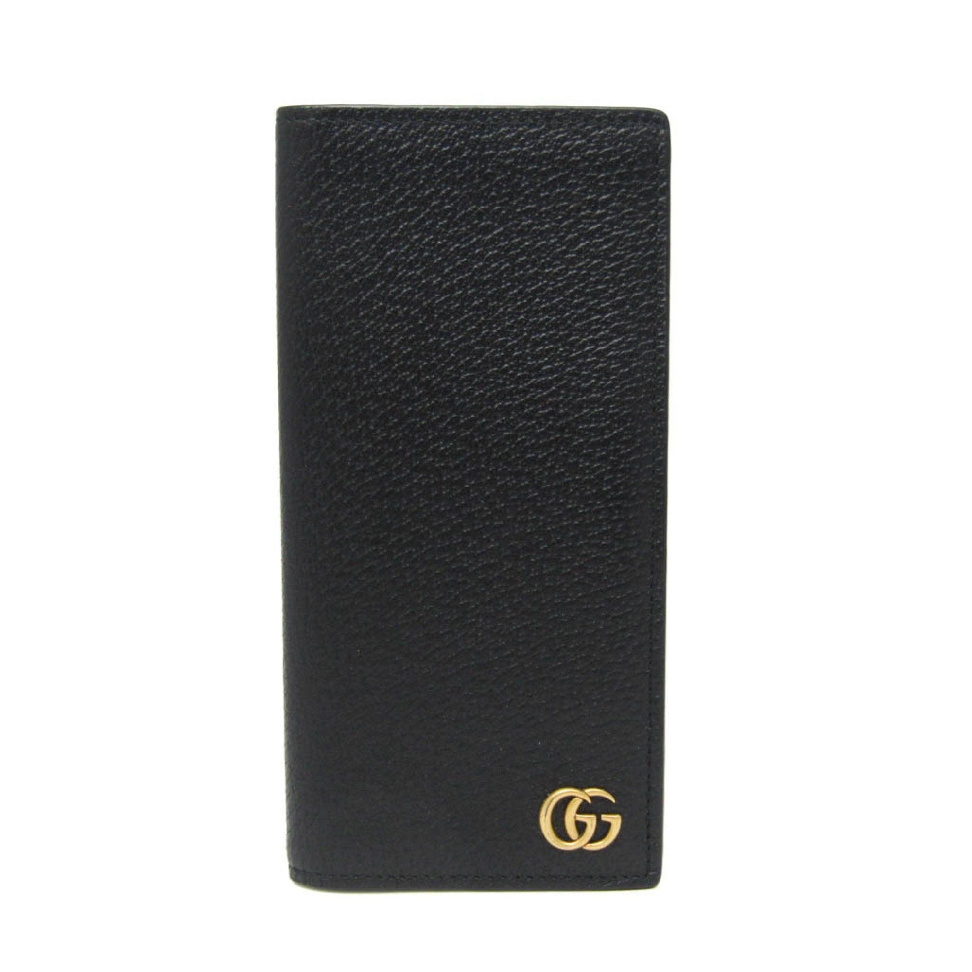 image of Gucci GG Marmont 459133 Men,women Leather Long Bill Wallet [Bi-Fold] Black, Women's