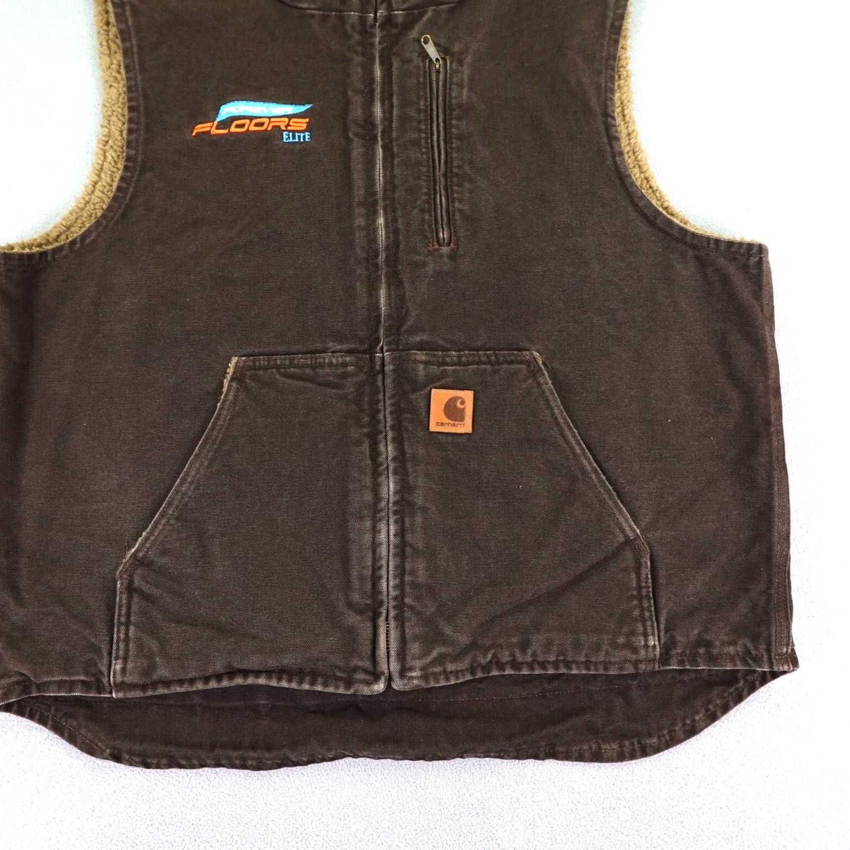 Carhartt Carhartt Vest Mens Large Brown Sandstone Sherpa Lined Mock Neck Canvas Zip Up Size US L / EU 52-54 / 3 - 3 Thumbnail