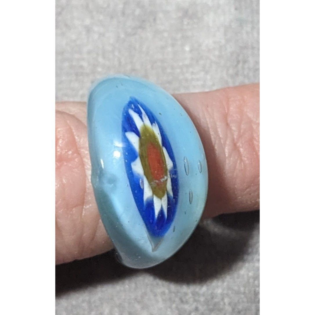 Other Vintage Hand Blown Blue Floral Glass Ring Size 6 3/4 Size ONE SIZE - 9 Thumbnail