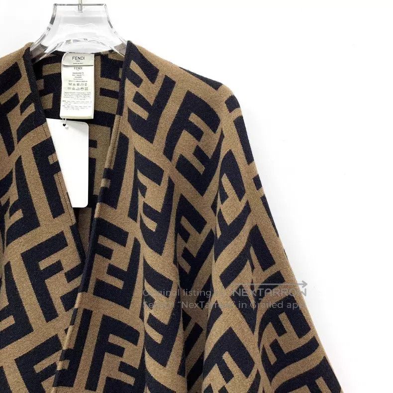 Fendi Fendi size 140*140cm Classic FF Monogram All-Over Print Woo Size ONE SIZE - 3 Thumbnail