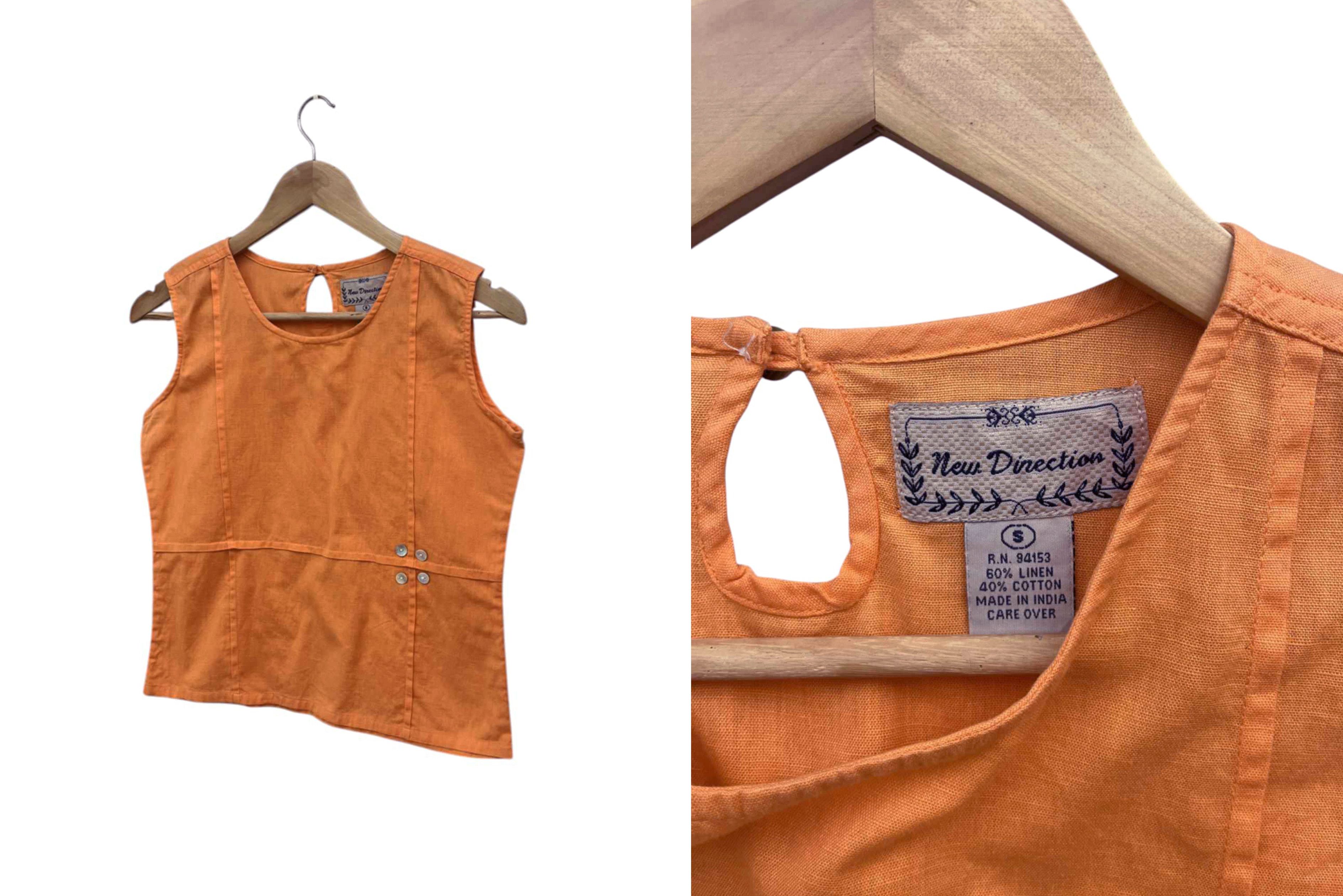 Vintage Linen and cotton sleeveless top, summer tank top Size S / US 4 / IT 40 - 2 Thumbnail
