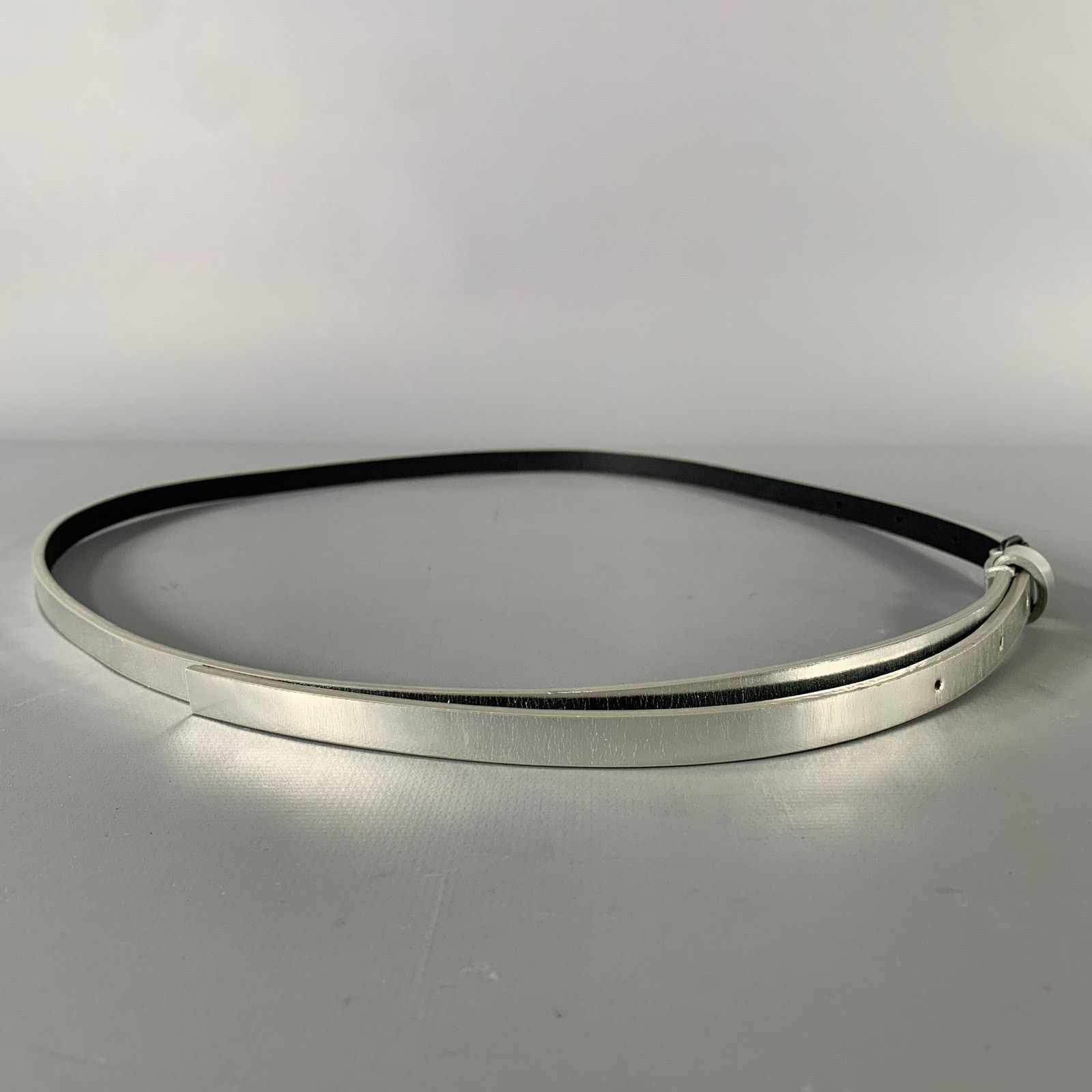 Haider Ackermann HAIDER ACKERMANN Size S Silver Metallic Leather Belt Size 32 - 2 Thumbnail