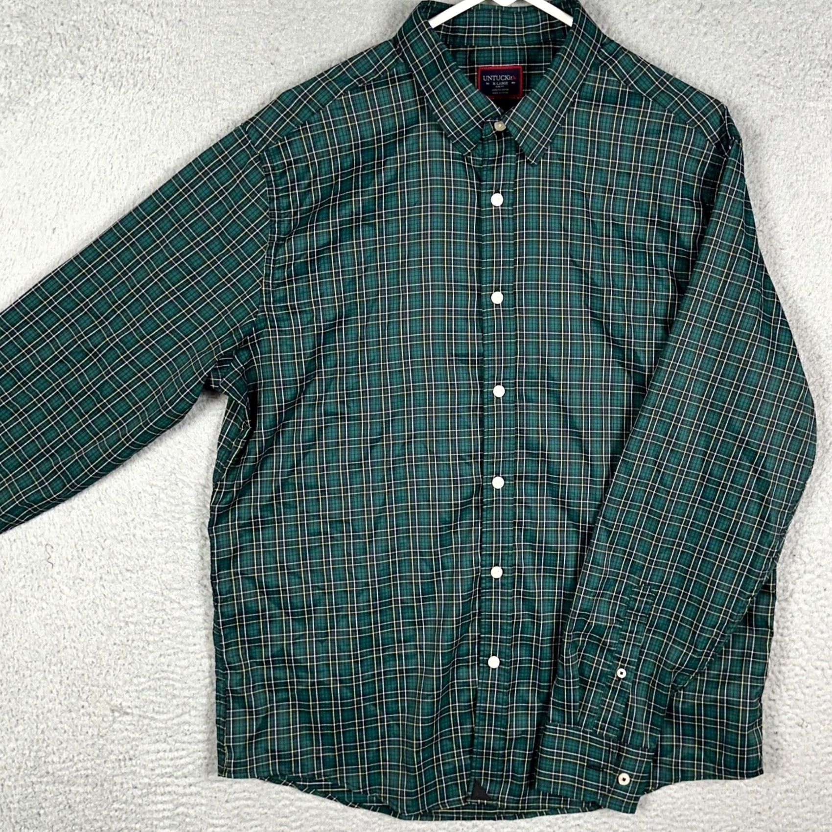 UNTUCKit UNTUCKit Shirt Mens XL Green Slim Fit Button Up Plaid Long Sleeve Casual Business Travel Button-Up Logo Size US XL / EU 56 / 4 - 2 Thumbnail