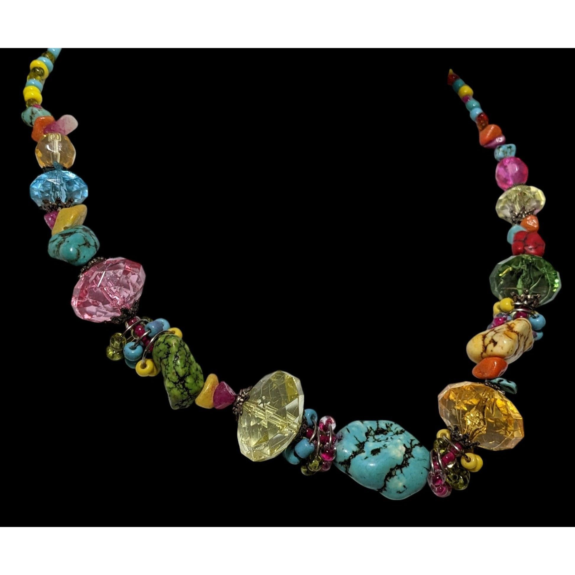 Other Vintage Candycore Rainbow Glass Stone Beaded Necklace Size ONE SIZE - 3 Thumbnail