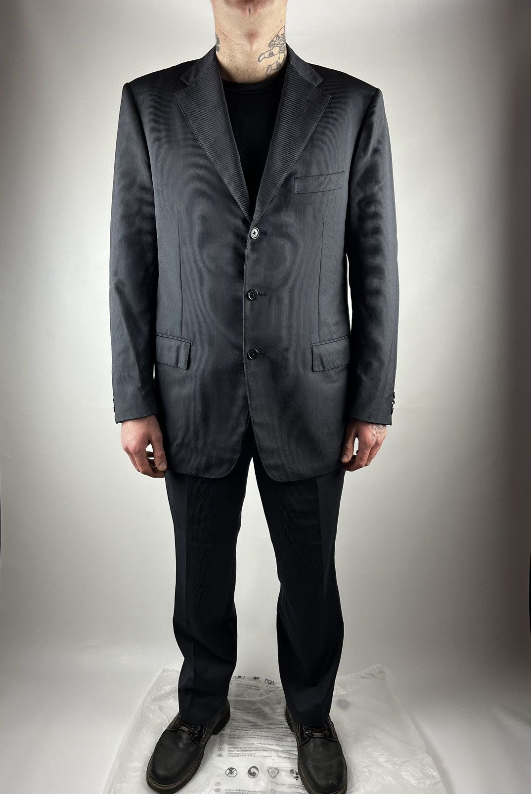 Corneliani 🕴️Corneliani formal classic suit white striped Size 52R - 1 Thumbnail