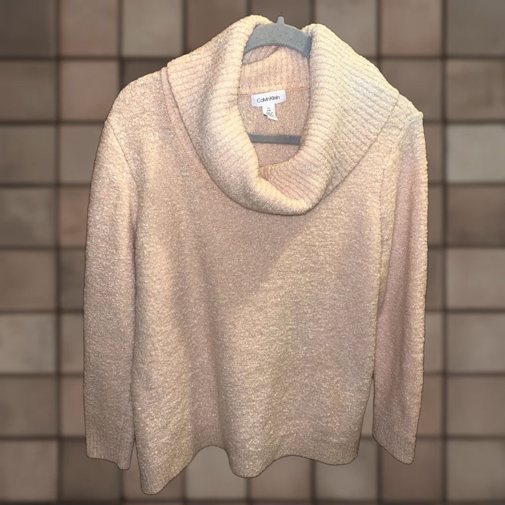 Calvin Klein Calvin Klein Women’s Sweater Shirt Pink Cowl Neck Dramatic All Seasons Long Sleeve Regular Size L Size L / US 10 / IT 46 - 1 Thumbnail