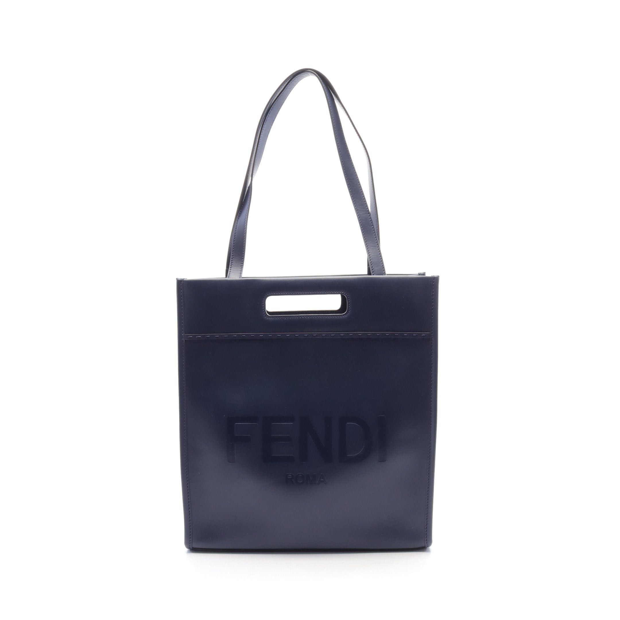 Fendi Fendi Shopping Bag Shoulder Tote Leather Navy Size ONE SIZE - 1 Thumbnail