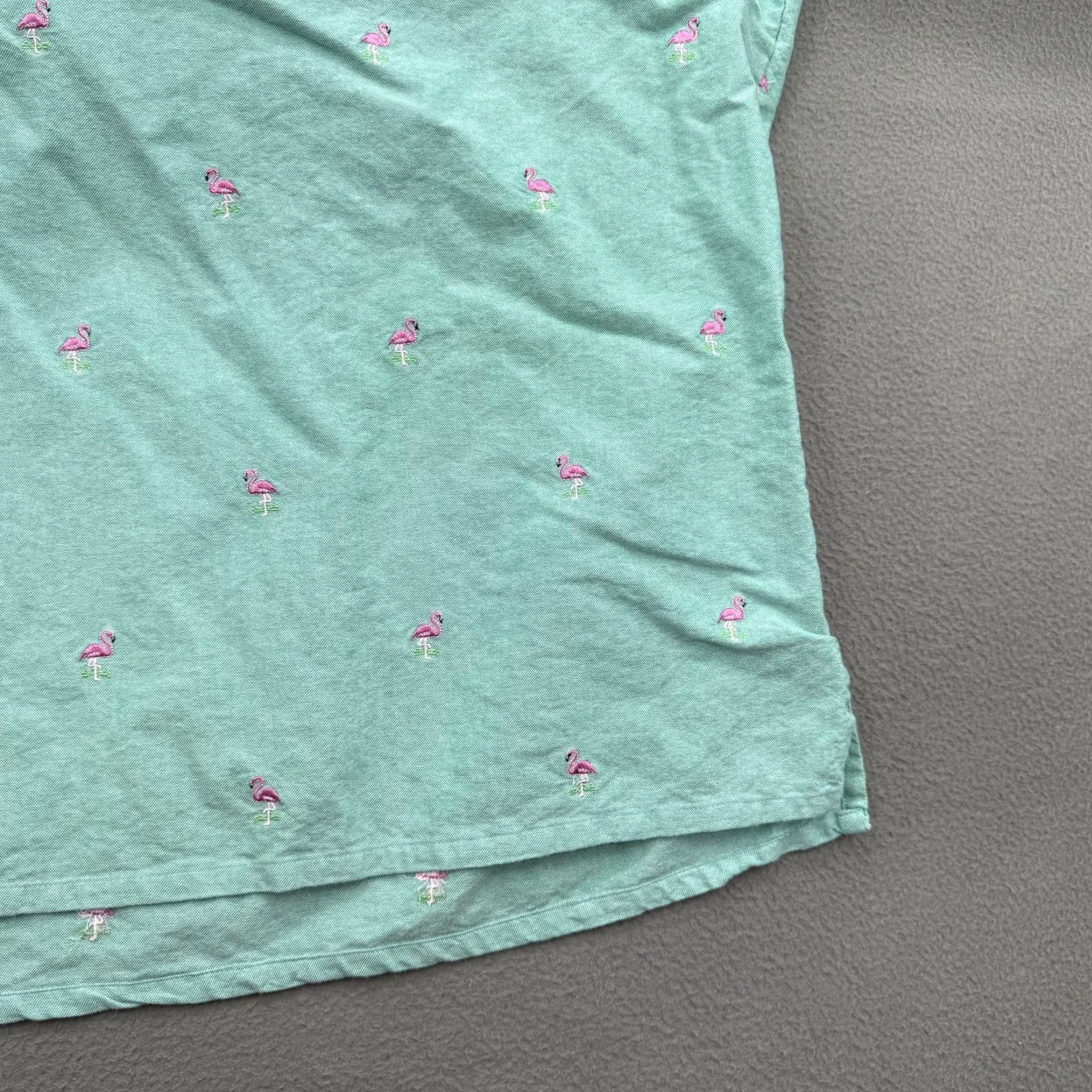 Chubbies Chubbies Shirt Mens 2XL Green Flamingo Embroidered Long Sleeve Cotton Casual Size US XXL / EU 58 / 5 - 7 Thumbnail