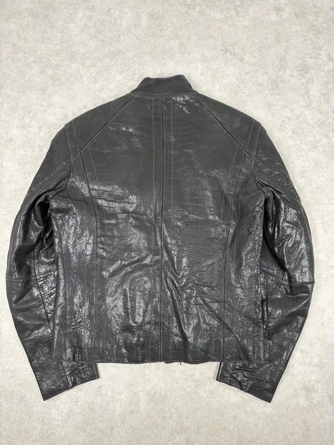 Hugo Boss Hugo Boss Black Eroded Leather Jacket Size US M / EU 48-50 / 2 - 6 Thumbnail