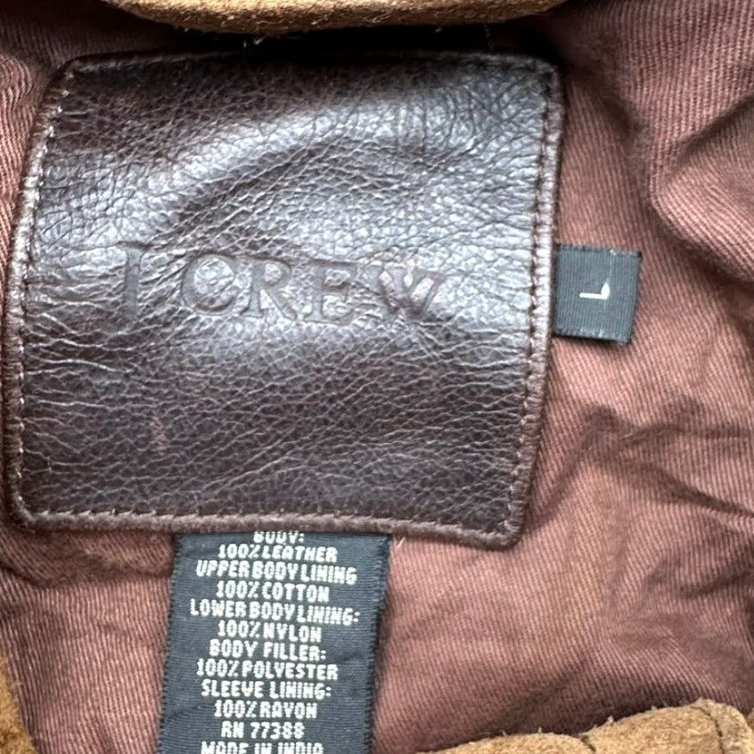 J.Crew VINTAGE J.CREW Suede Leather Brown Button Coat Mens L Large Collared Lined Overcoat Size US L / EU 52-54 / 3 - 3 Thumbnail