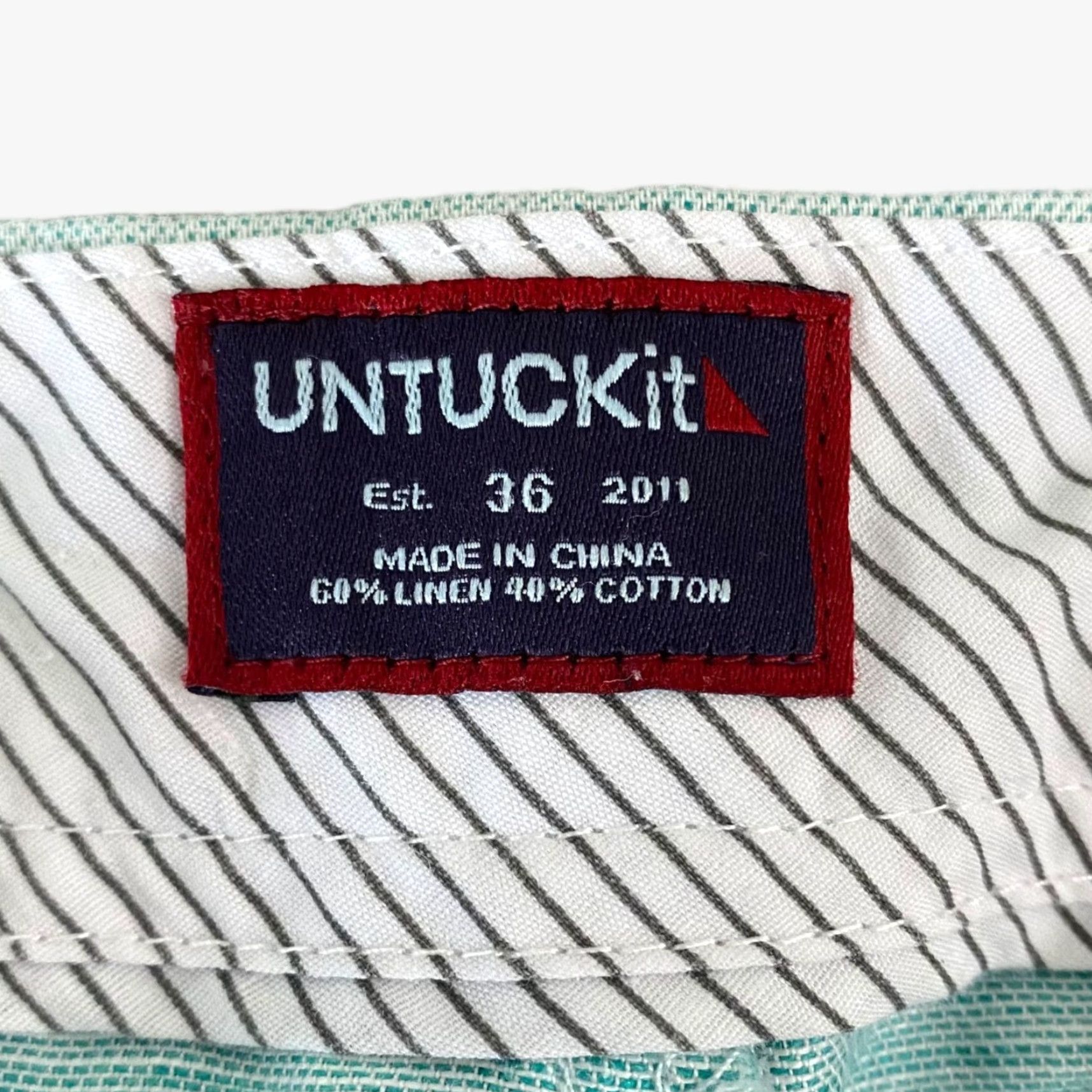 UNTUCKit UNTUCKit Paumanok Golf Shorts Light Green Flat-Front Linen Chinos Men 36 5-Pocket Casual Travel Size US 36 / EU 52 - 8 Thumbnail