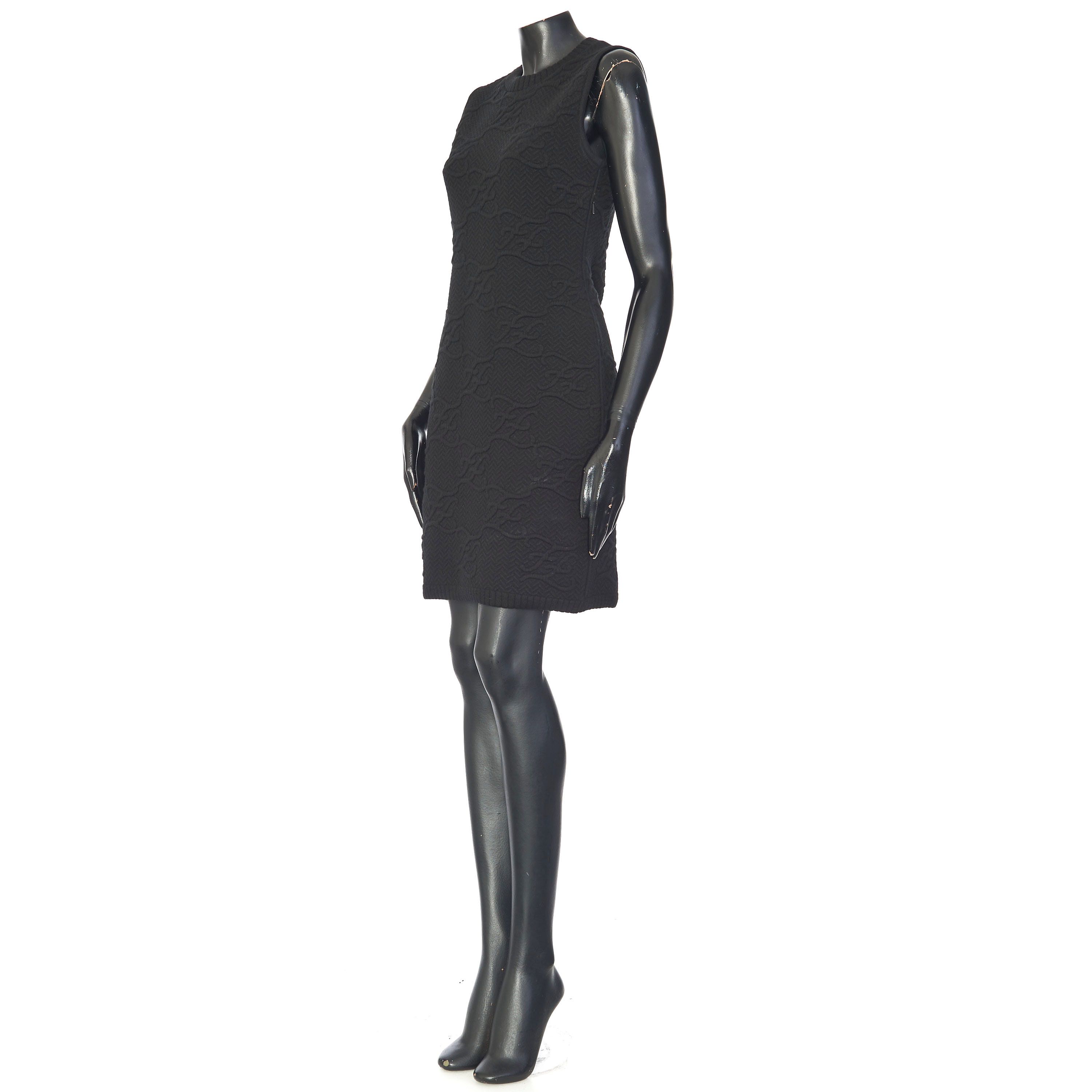 Fendi Black Sleeveless Dress With FF Karligraphy Motif Size S / US 4 / IT 40 - 2 Thumbnail