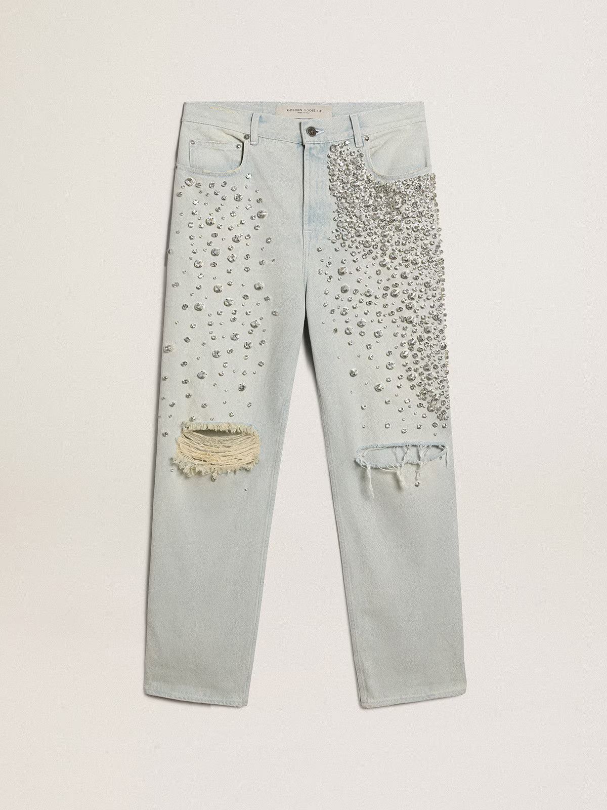 Golden Goose o1s22i1n1224 Crystal Stones Jeans in Light Blue Size 26" / US 2 / IT 38 - 1 Thumbnail