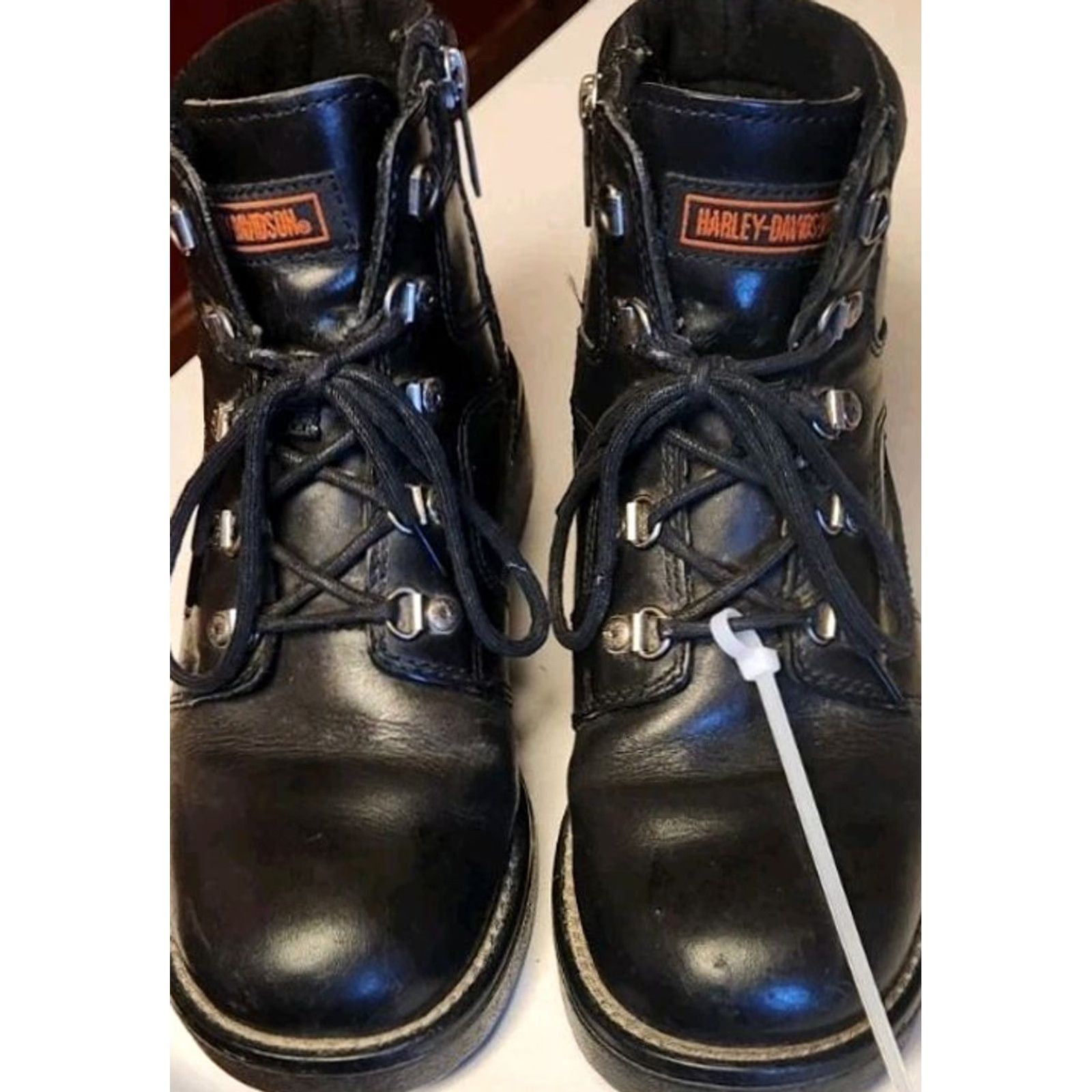 Harley Davidson Harley Davidson Womens 8 Express Lane Black Leather Biker Zip Ankle Boots 84008 Size US 8 / IT 38 - 3 Thumbnail