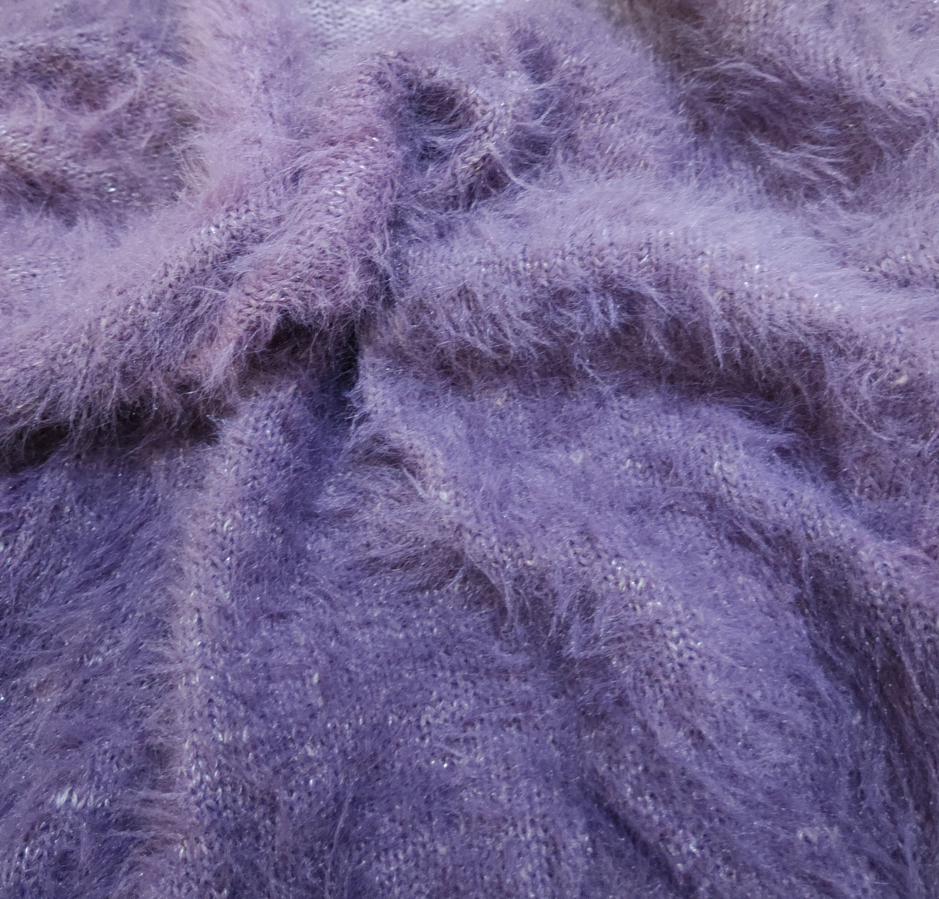 Homespun Knitwear Pattern Fiona Purple faded Shaggy Fur Mohair Knitwear #S2276 Size S / US 4 / IT 40 - 10 Thumbnail