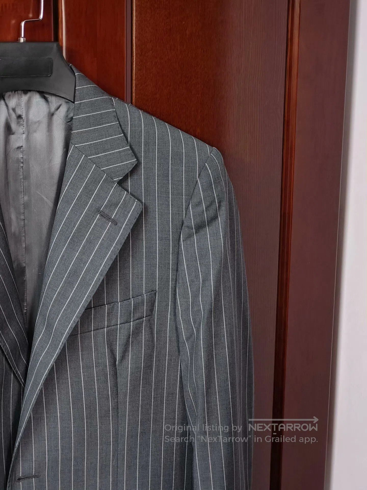 Lubiam Italian Gray Striped Wool Blazer. Size US M / EU 48-50 / 2 - 2 Thumbnail