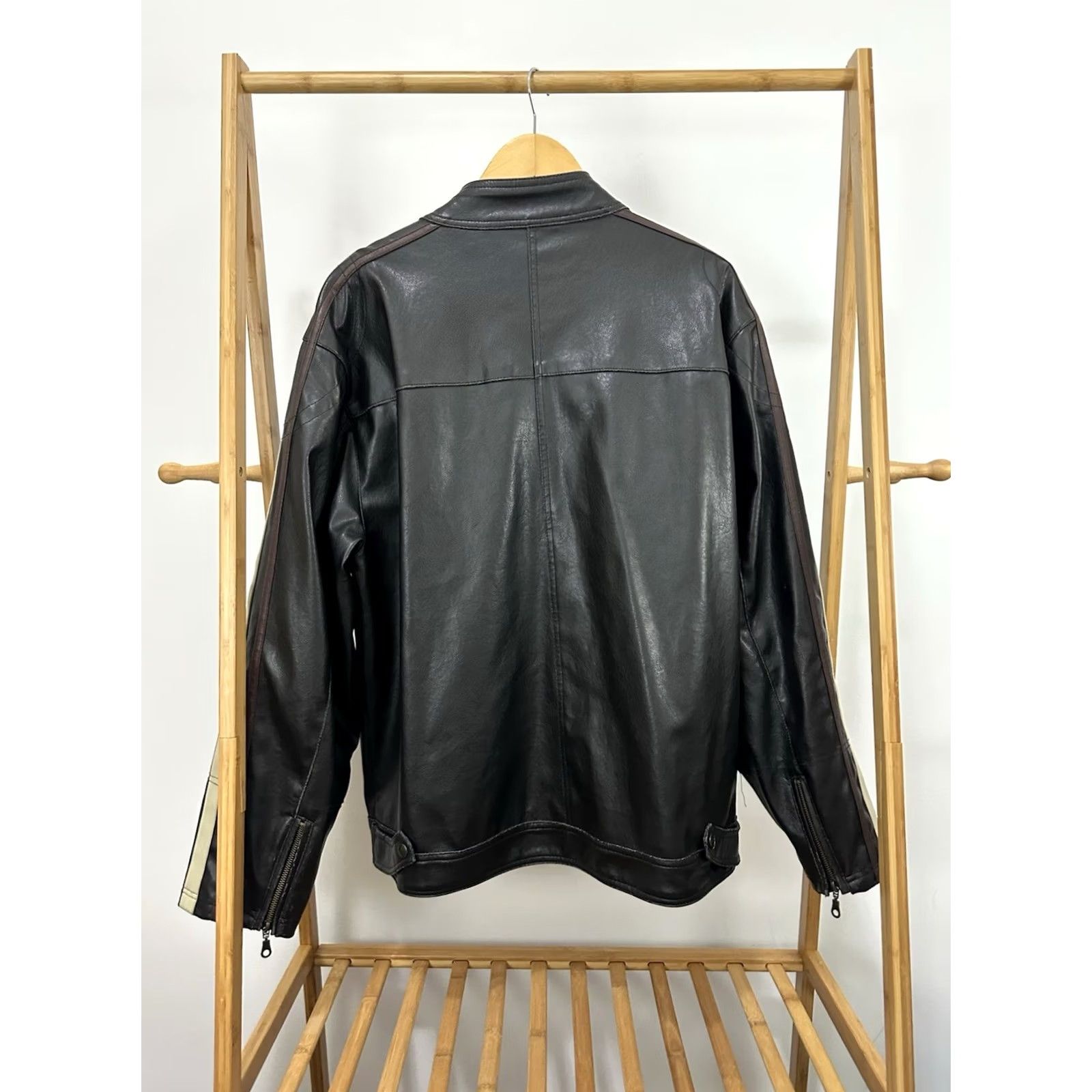 Vintage VTG 90s Racing Y2K Faux Leather Jacket PK Genuine XL Black Motorcycle Jacket Men XL Vintage Racing Style Size US XL / EU 56 / 4 - 2 Thumbnail