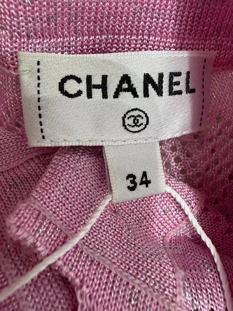 Chanel Chanel Pink full diamond double C full print logo short-sl Size XXS / US 00 / IT 34 - 4 Thumbnail