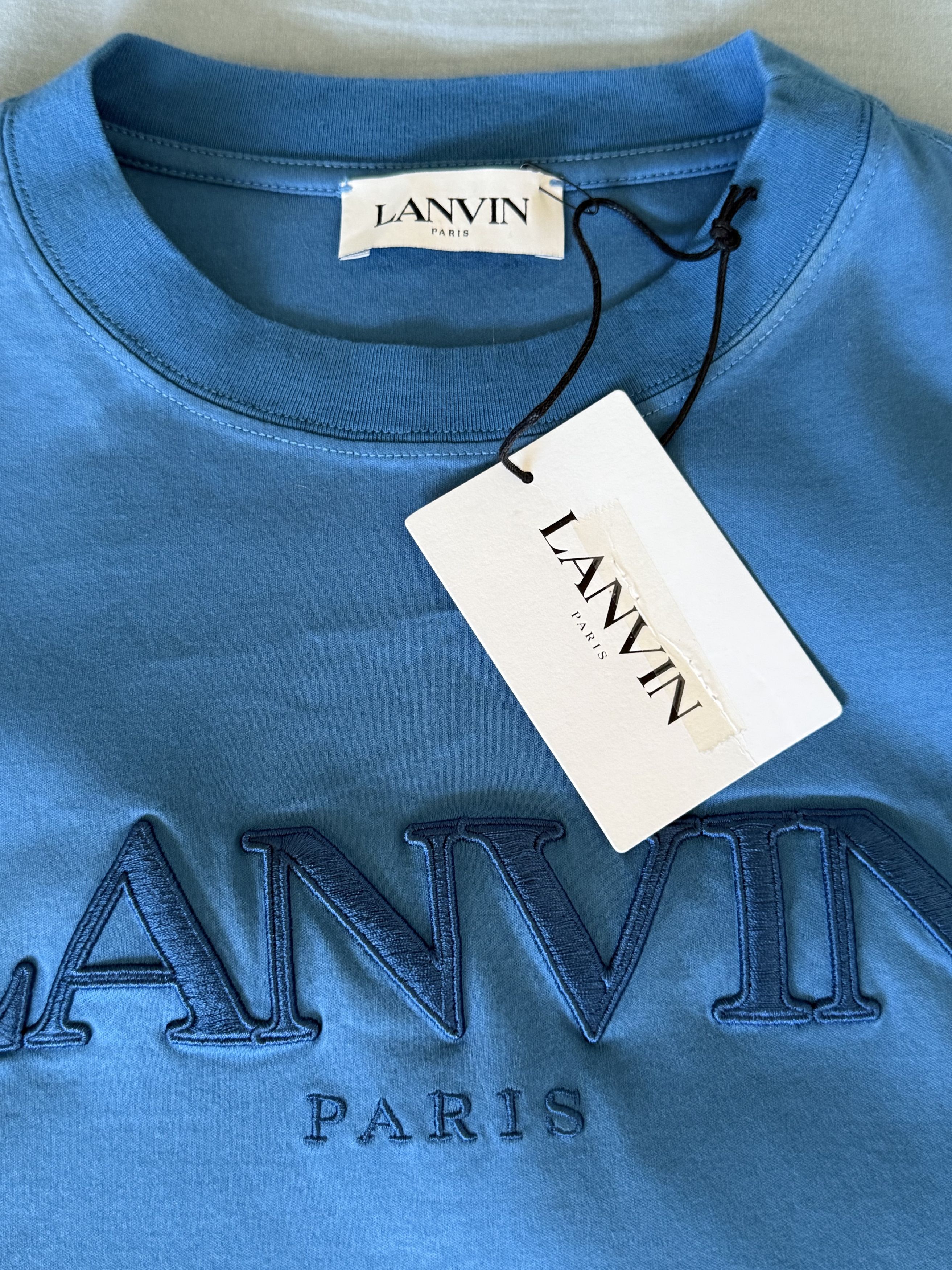 Lanvin Lanvin Blue Tee Shirt Embroidered Size US S / EU 44-46 / 1 - 4 Thumbnail