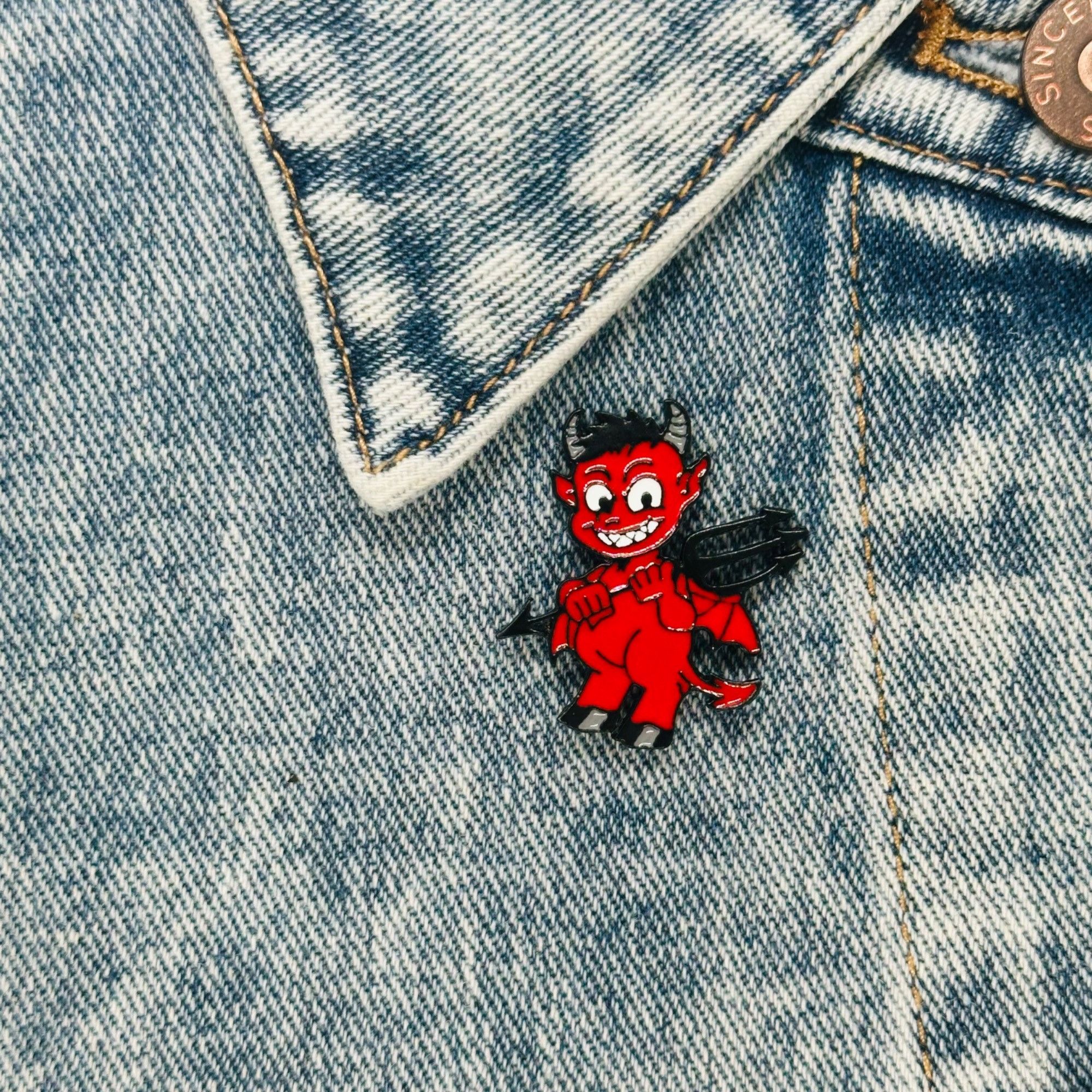 Other Hell Devil Imp Enamel Pins Red Fire Head Vampire Badge Brooc Size ONE SIZE - 1 Thumbnail