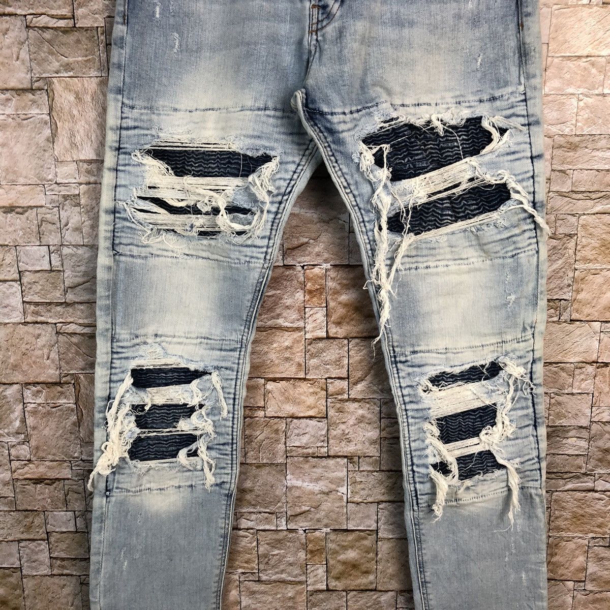 Vintage H&M Blue Distressed ripped Denim Pants #A453 Size US 32 / EU 48 - 6 Thumbnail