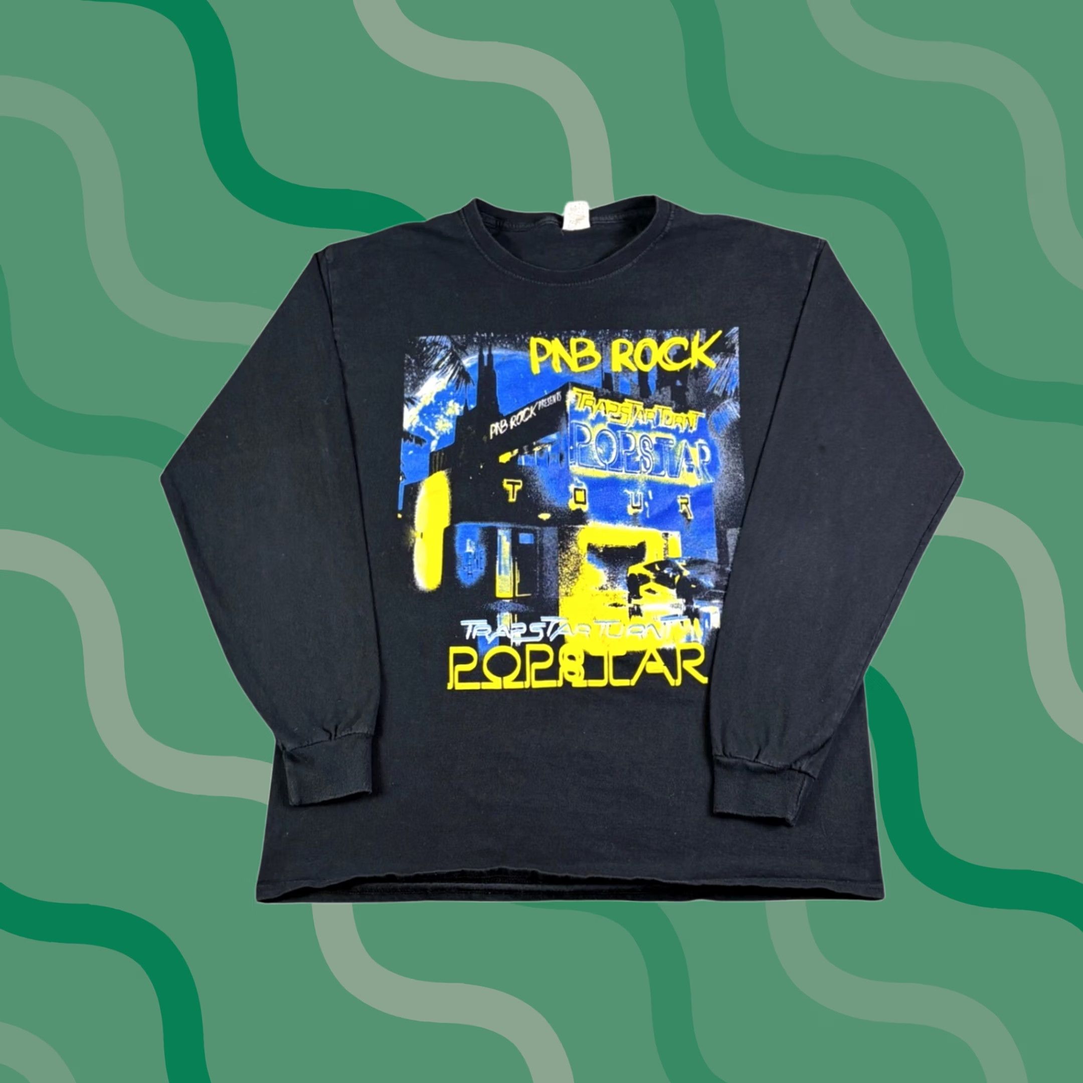 Vintage PnB Rock Trapstar Turnt Popstar Tour Long Sleeve Graphic T-Shirt Mens Large Black Crew Neck Logo Double-Sided Vintage No Size US L / EU 52-54 / 3 - 1 Thumbnail
