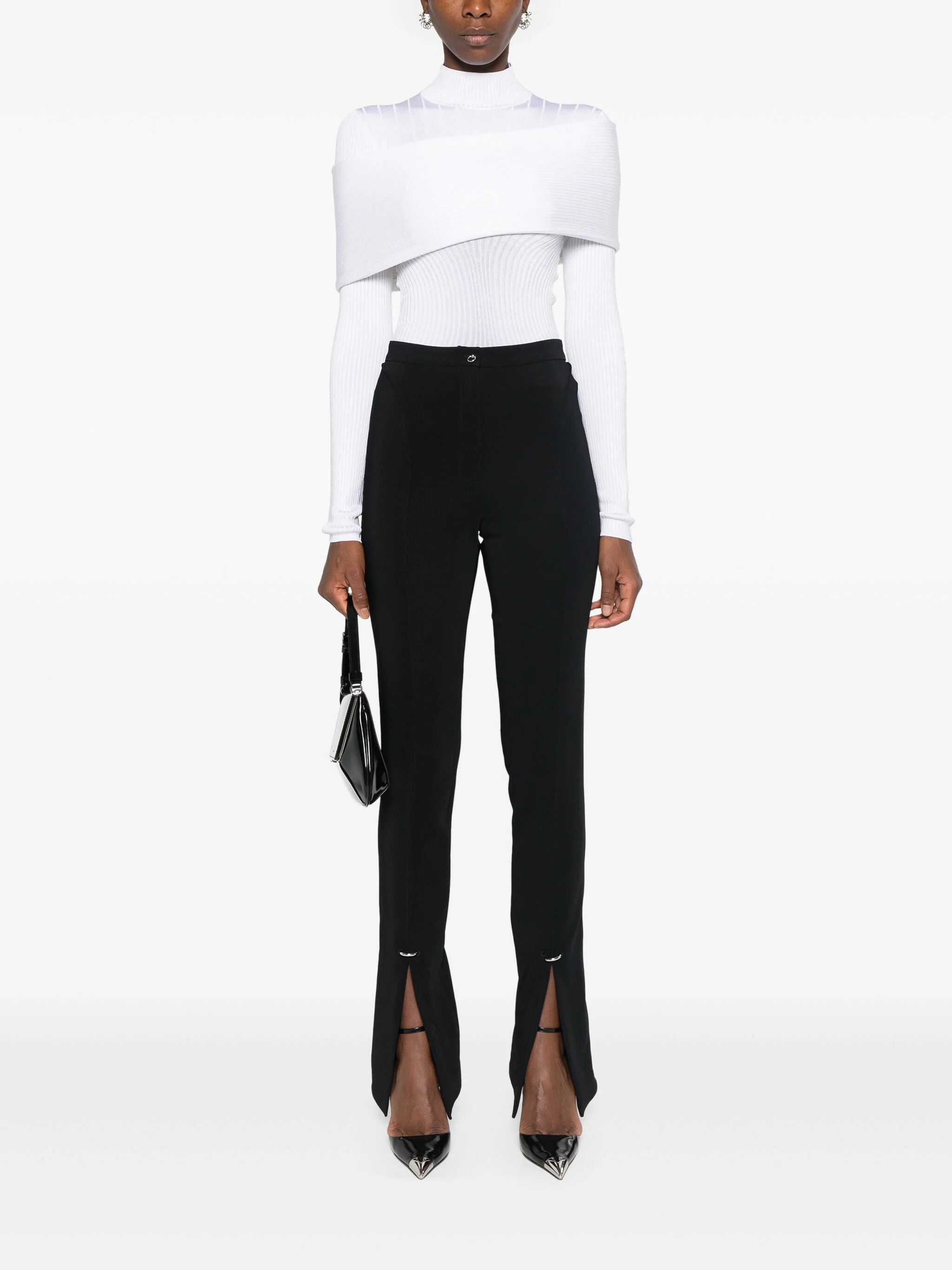 Mugler o1s22i1n1024 Long-Sleeved Top in White Size M / US 6-8 / IT 42-44 - 2 Thumbnail
