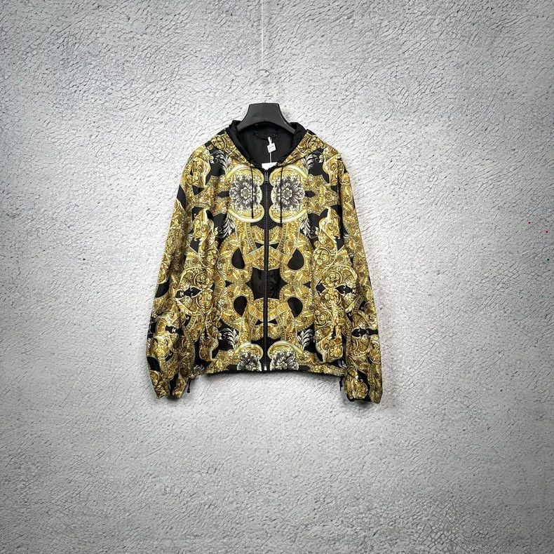 Versace Baroque print zippered windproof hooded jacket jac