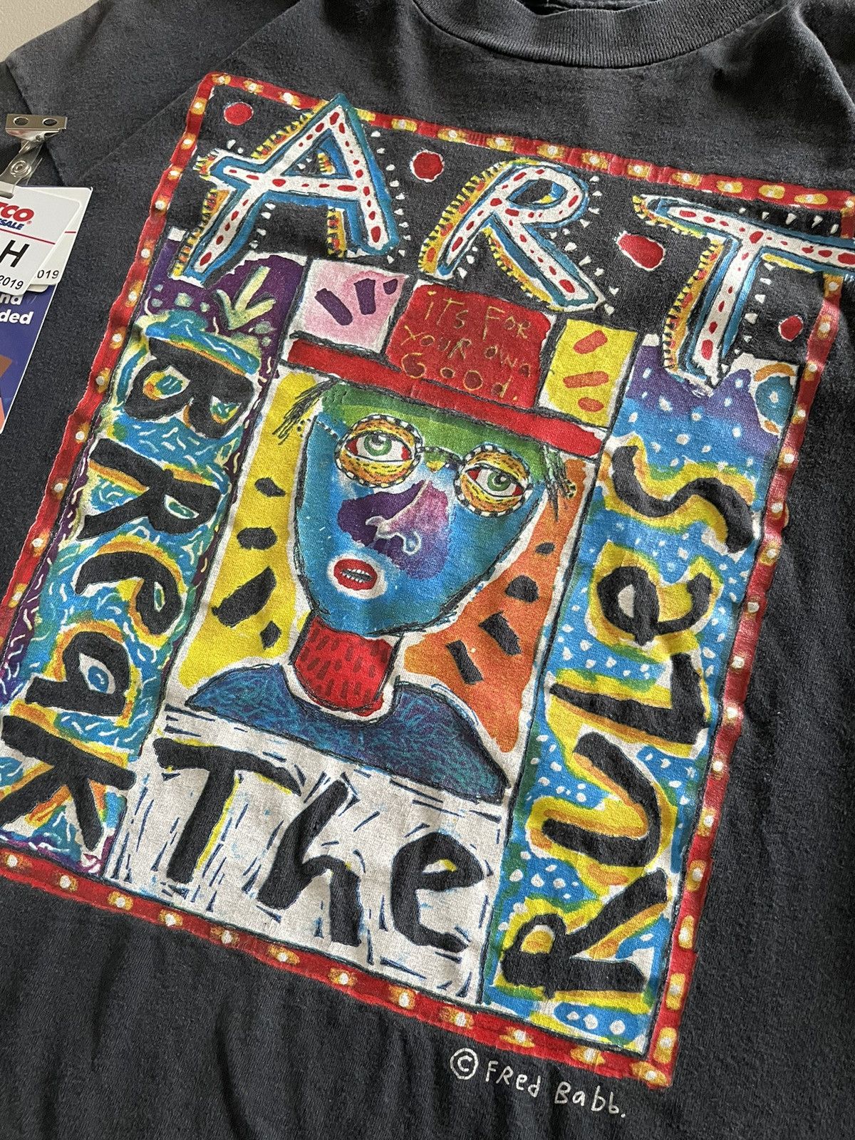 Vintage Vintage 90’s Fred Babb Art Breaks The Rules Tee Size US XL / EU 56 / 4 - 2 Thumbnail