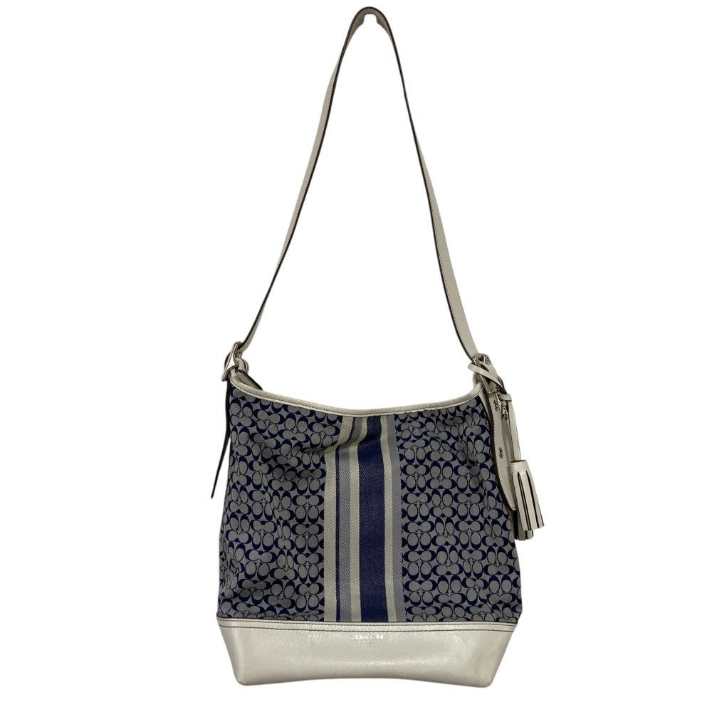 Coach Coach Coach Legacy Signature Stripe Canvas Leather Shoulder Bag Canvas Shoulder Bag 19918 DUTY FREE for USA Size ONE SIZE - 1 Thumbnail